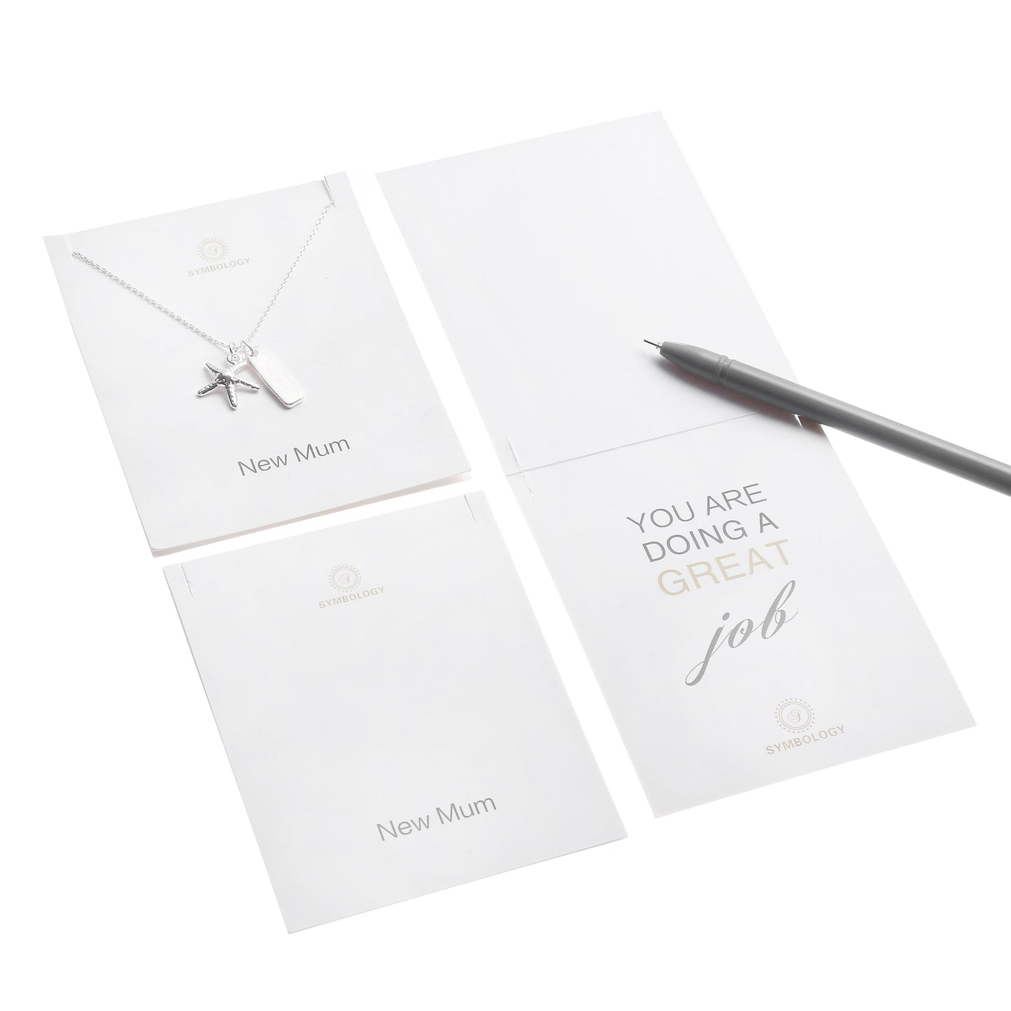 Sterling Silver Starfish Necklace: New Mum Charm, Birthstone Pendant