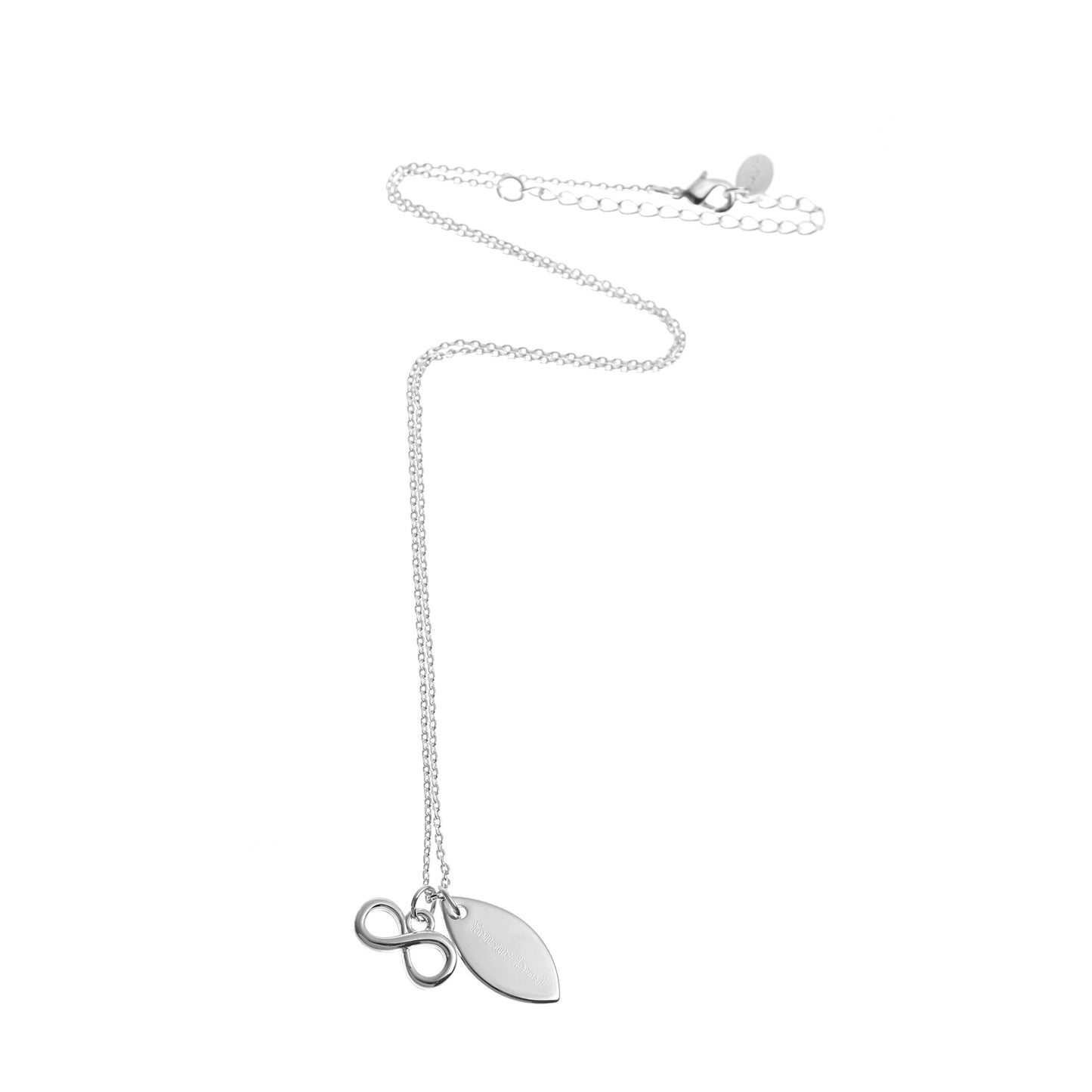 Personalized Sterling Silver Plated Infinity Necklace: Birthstone Initial Pendant