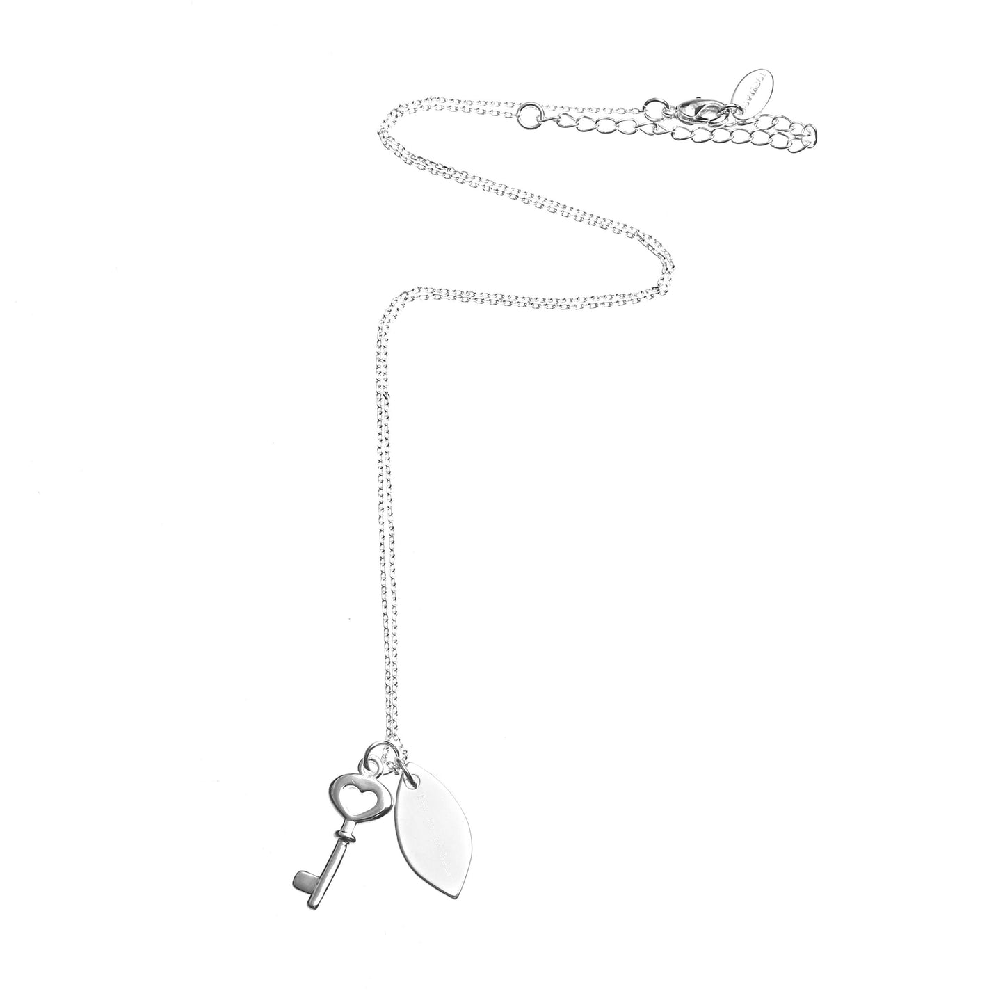 Silver Key Necklace: Personalized Birthstone Initial Charm