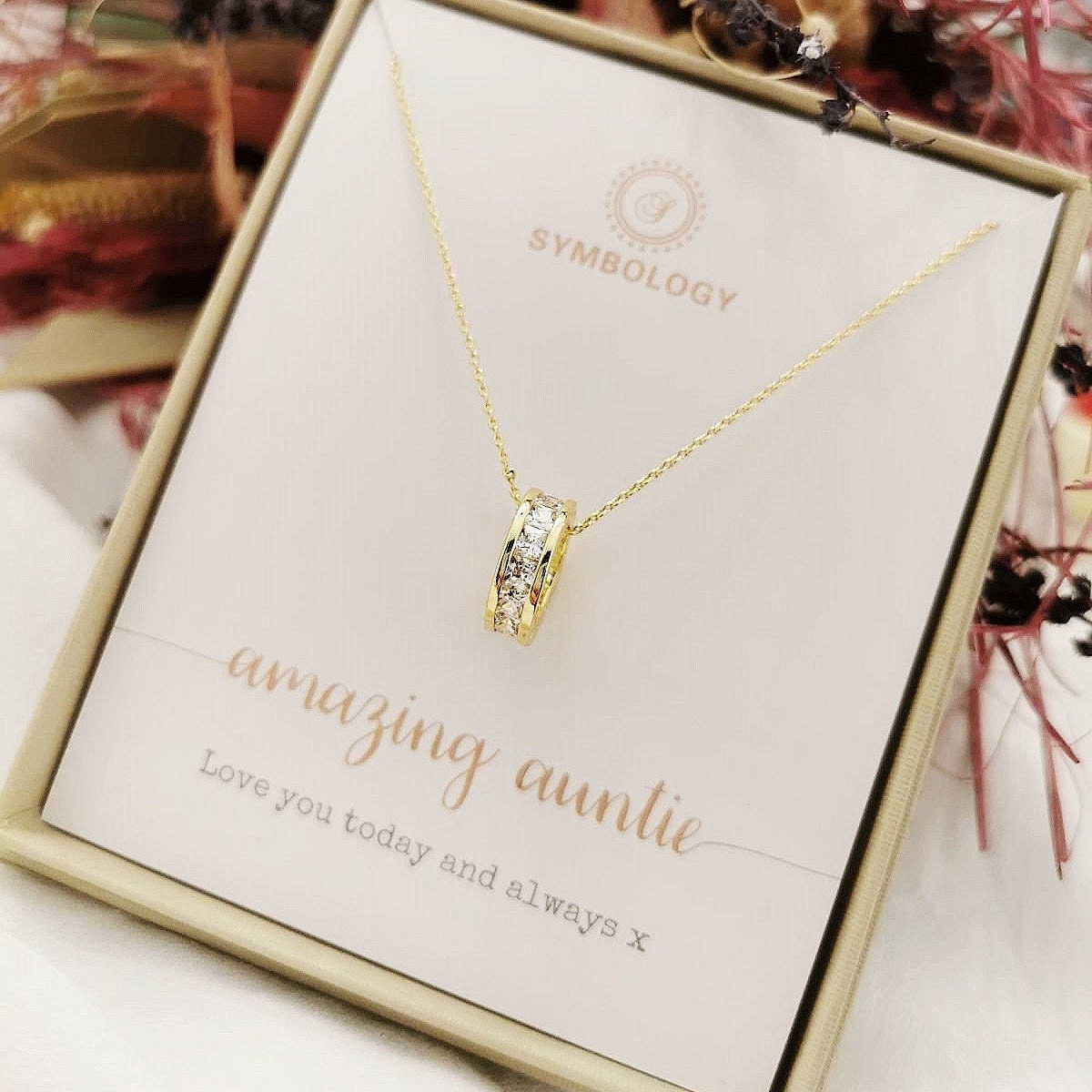 Auntie Gift / Silver CZ Pave Circle Necklace / 18K Rose Gold Water Proof Necklace / Gold Dainty Necklace / Gift for Aunt / Gift For Her