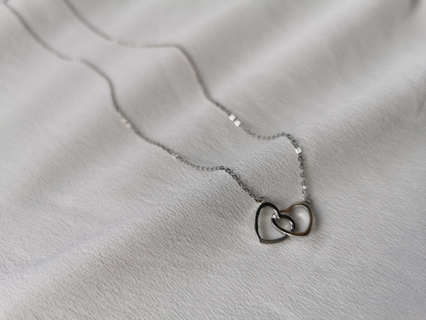 925 Silver Granny Necklace/Sterling Silver Interlinking Love Heart Necklace / Gold Vermeil Floating Necklace / Wedding Gift for Grandmother