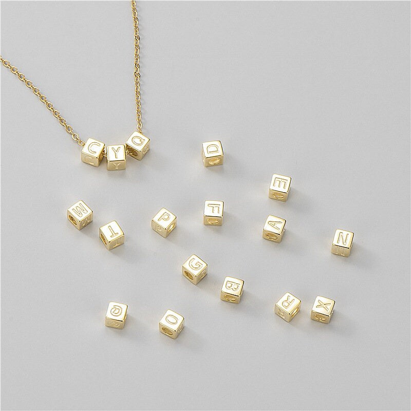 Sterling Silver Initial Necklace, Solid Silver Letter Necklace, Personalised Jewellery, Alphabet Cube Necklace, Valentines Gift for Her
