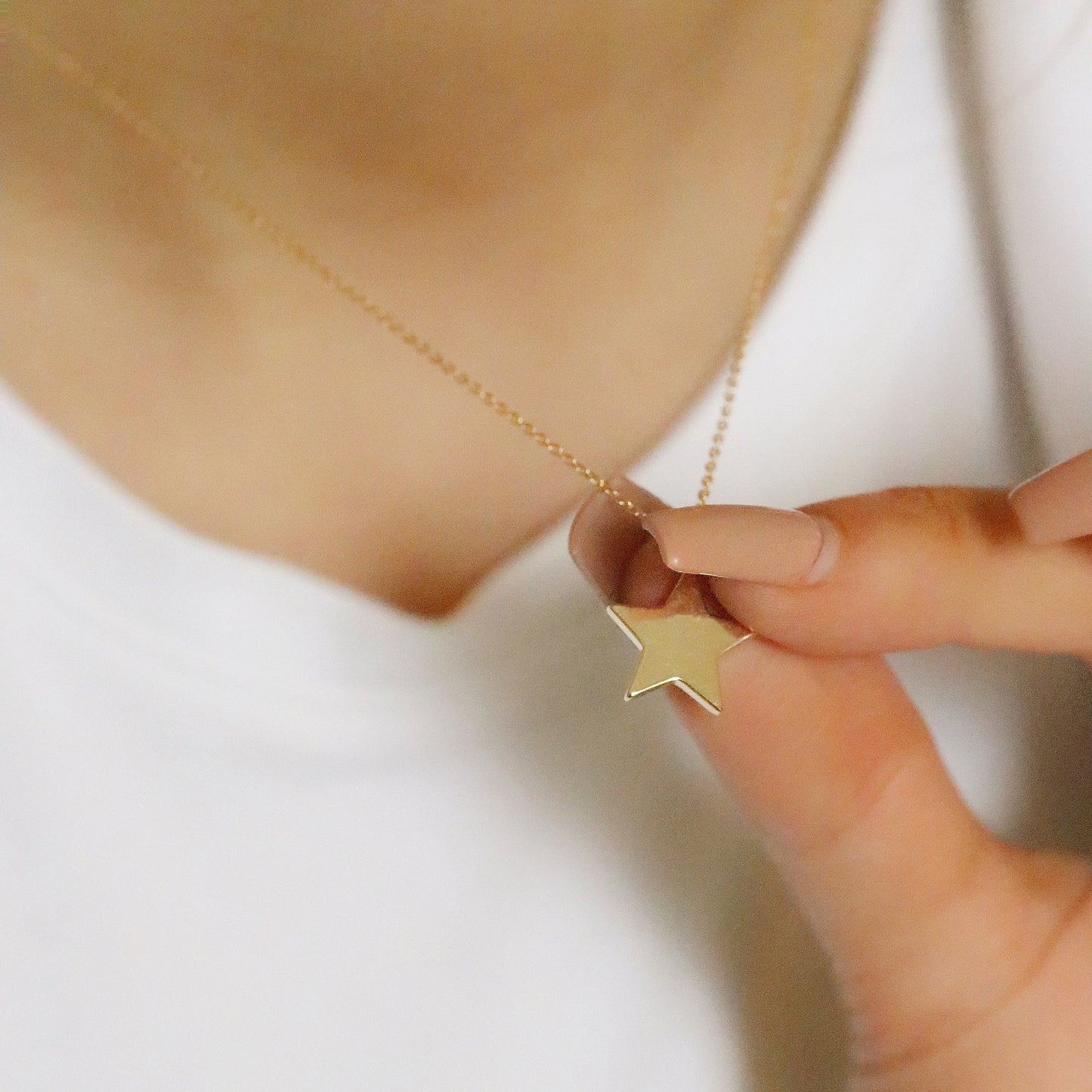Mother Daughter Necklace Set, Personalised Gift for Mum, Dainty Star Necklace, Rose Gold Stacking Necklace, Minimalist Engraving Pendant