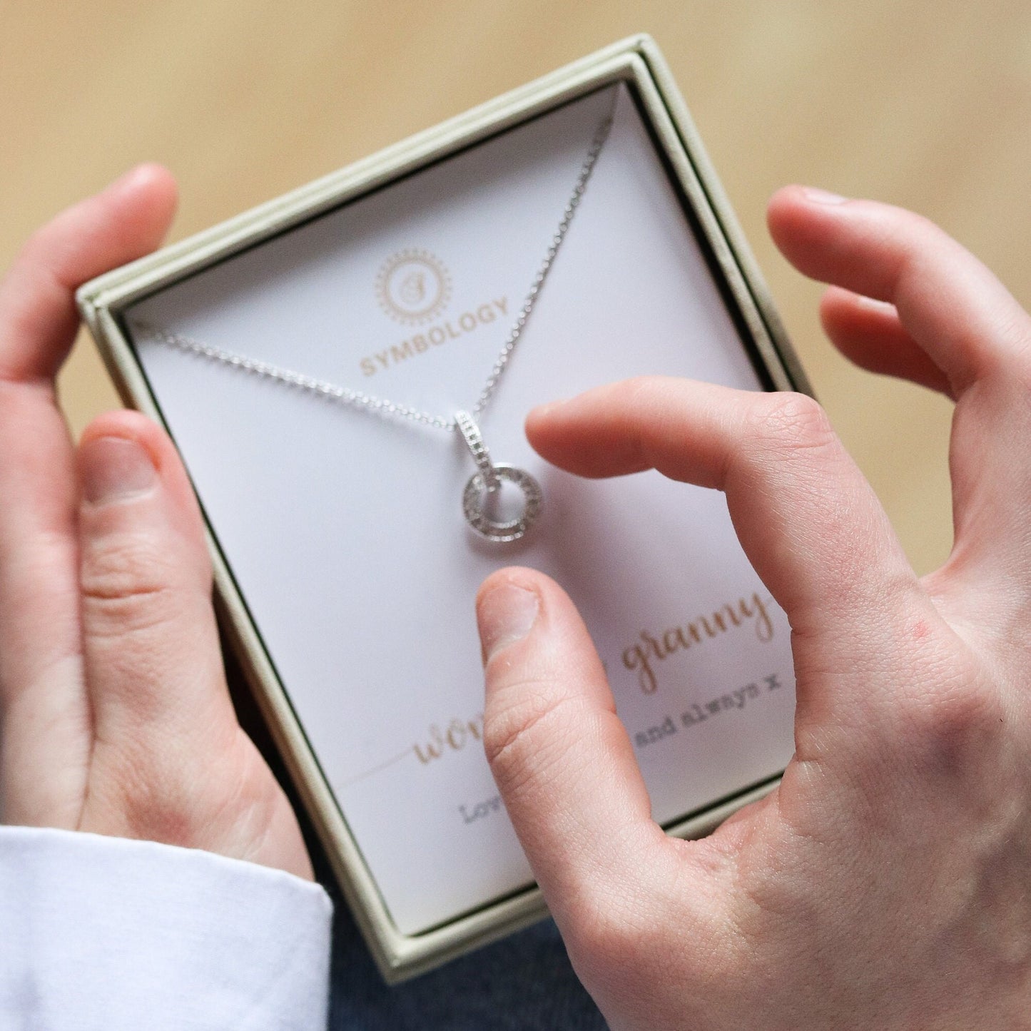 Wonderful Granny Interlinking Circle Necklace, CZ Pave Interlinked Disc Necklace for Grandmother, Mothers Day Gift, Gift for Her