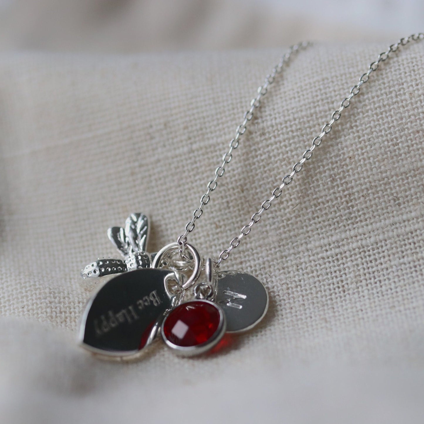 Personalized Sterling Silver Plated Infinity Necklace: Birthstone Initial Pendant