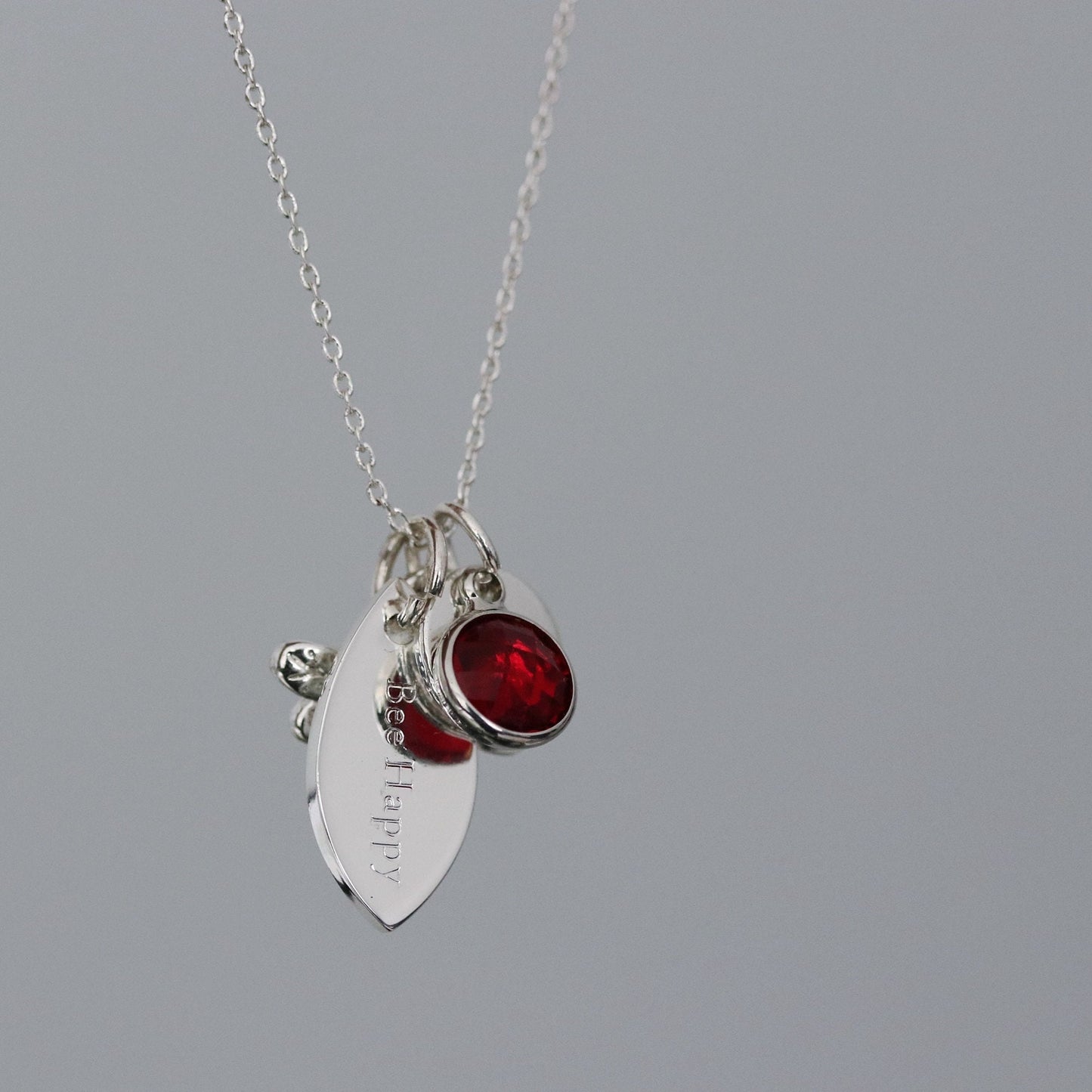 Silver Key Necklace: Personalized Birthstone Initial Charm