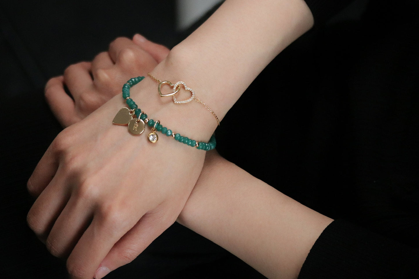 Silver Friendship Bracelet Set, 18k Gold Personalised CZ Pave Bestie Bracelet, Gold Best Friend Duo Bracelet,Waterproof Minimalist Jewellery