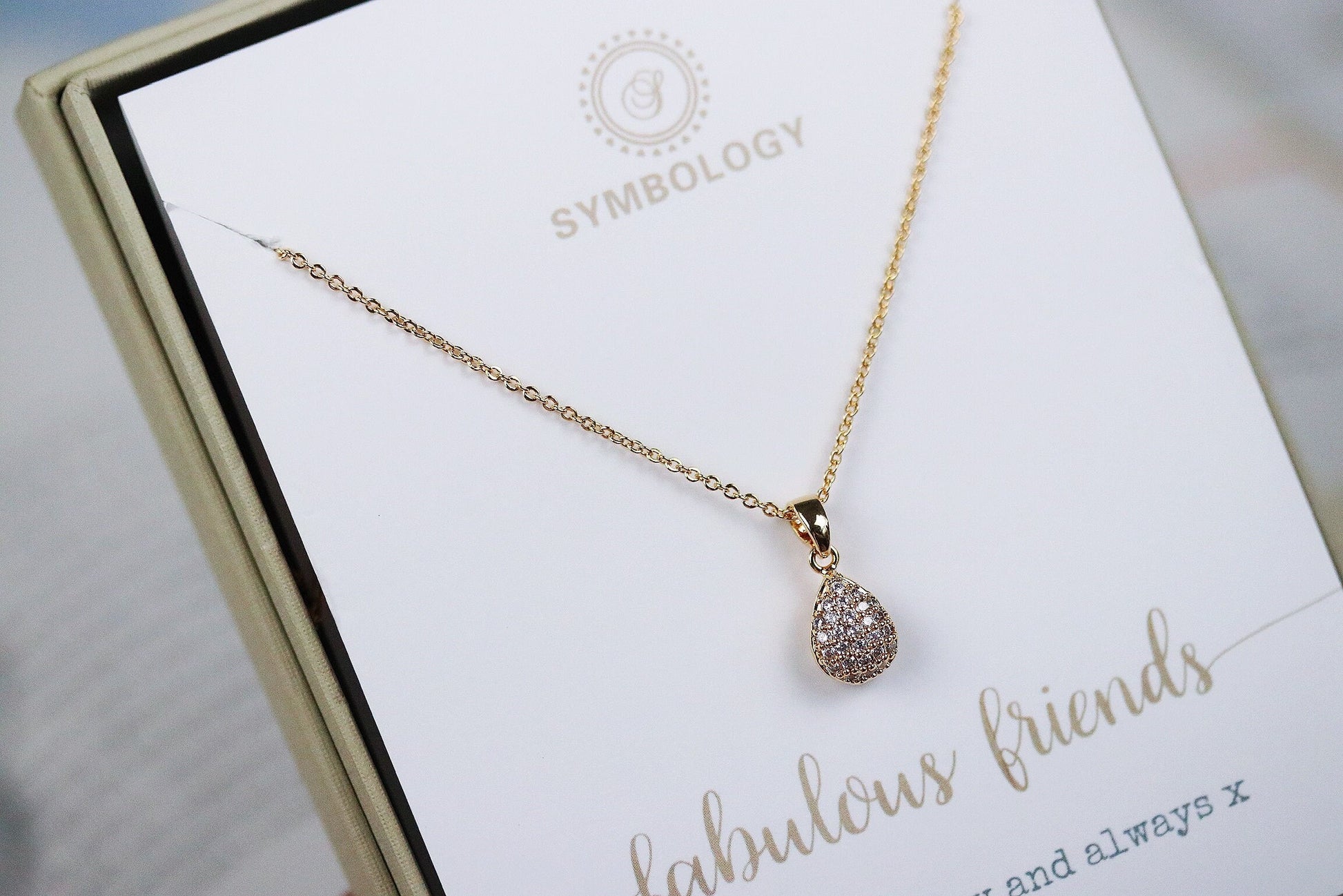 Friendship Gift / Best FriendNecklace / Cubic Zirconia Teardrop Necklace / Silver or Gold Pendant / Gold Dainty Jewellery / Gift for Her