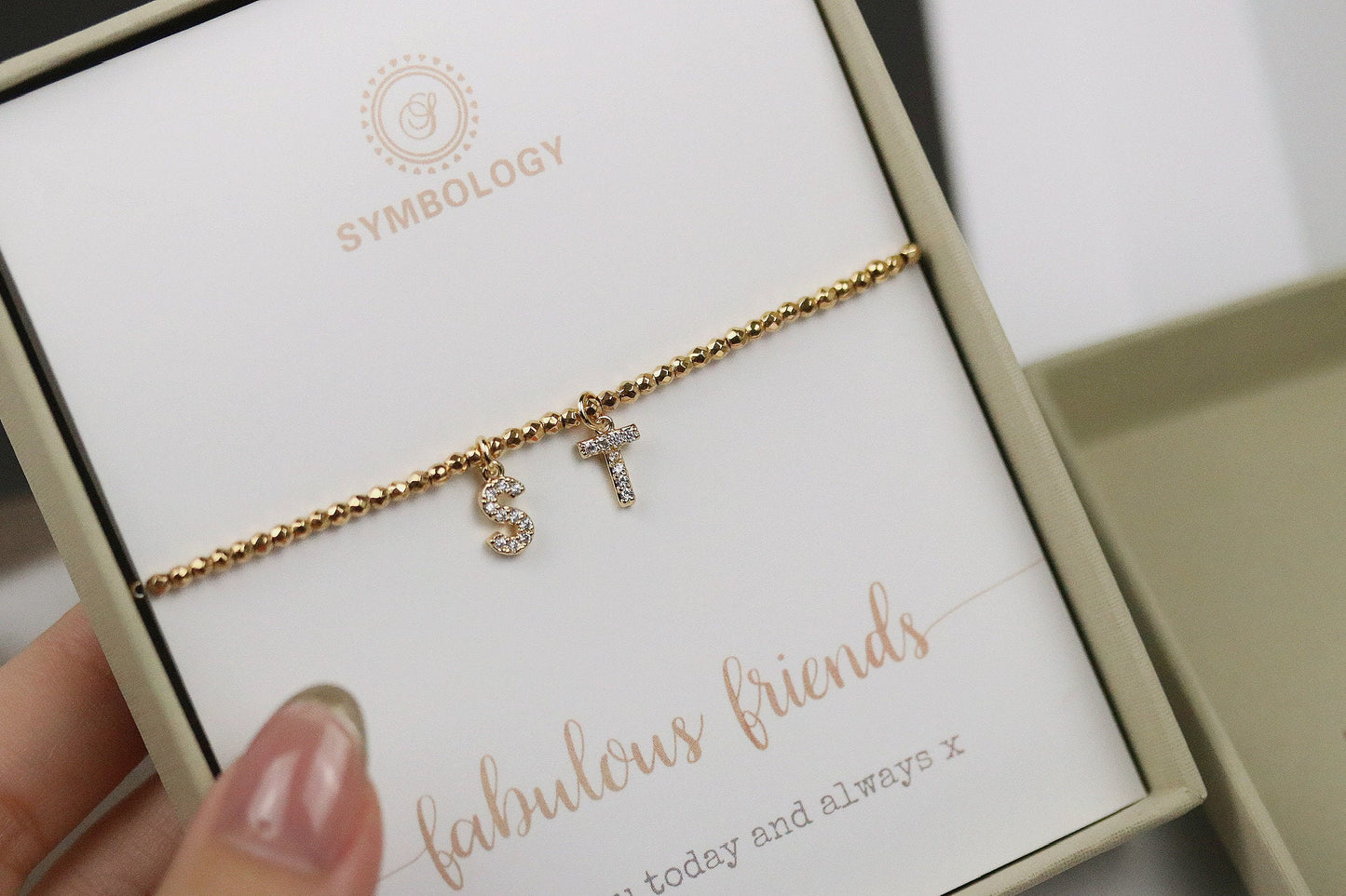 Gold Initial Bracelet, Personalised Gift, Custom Jewelry, Christmas Gift for Friendship Gift, Birthday Gift Her, Dainty Stacking Bracelet