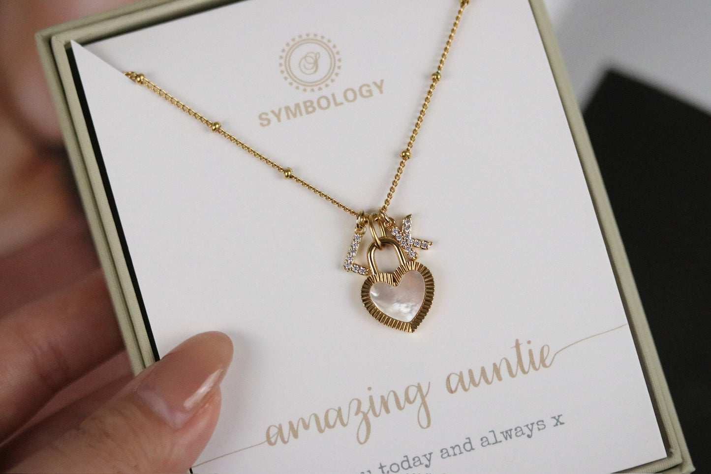 Stainless Steel Auntie Initial Necklace, Gold Filled CZ Initial Necklace,Personalised Gift for Aunt,Gold Alphabet Necklace,Personalised Gift