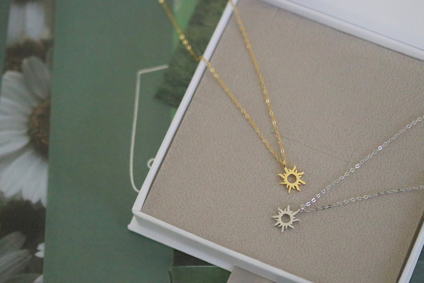 Flower Girl Gift, Silver & Gold Sunburst Necklace, Minimalist Stacking Necklace, Thank you Gift, Will You be My Flower Girl, Wedding Gift