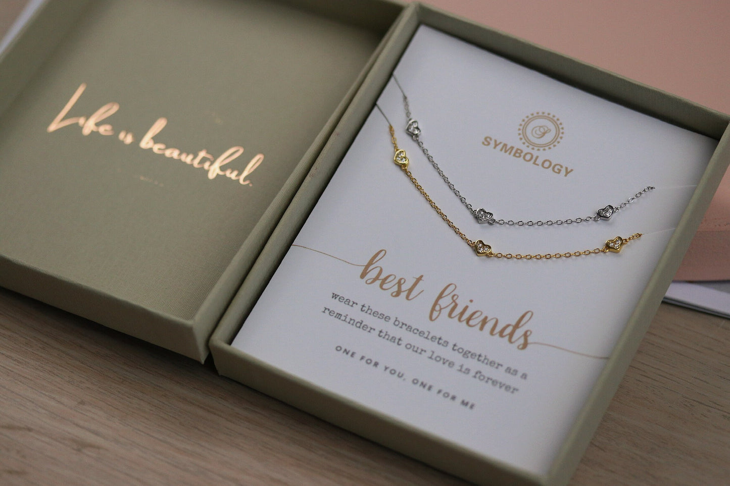 Best Friends Bracelet Set, Minimalist Tiny Heart Bracelet for Bestie Bracelet, 925 Silver Dainty Stacking Bracelet, Christmas Gift for Her