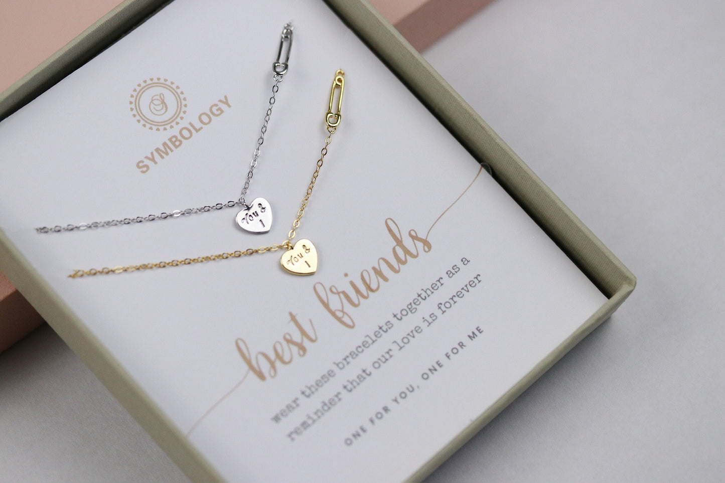 Best Friends Bracelet Set, Minimalist Tiny Heart Bracelet for Bestie Bracelet, 925 Silver You & I Stacking Bracelet, Christmas Gift for Her