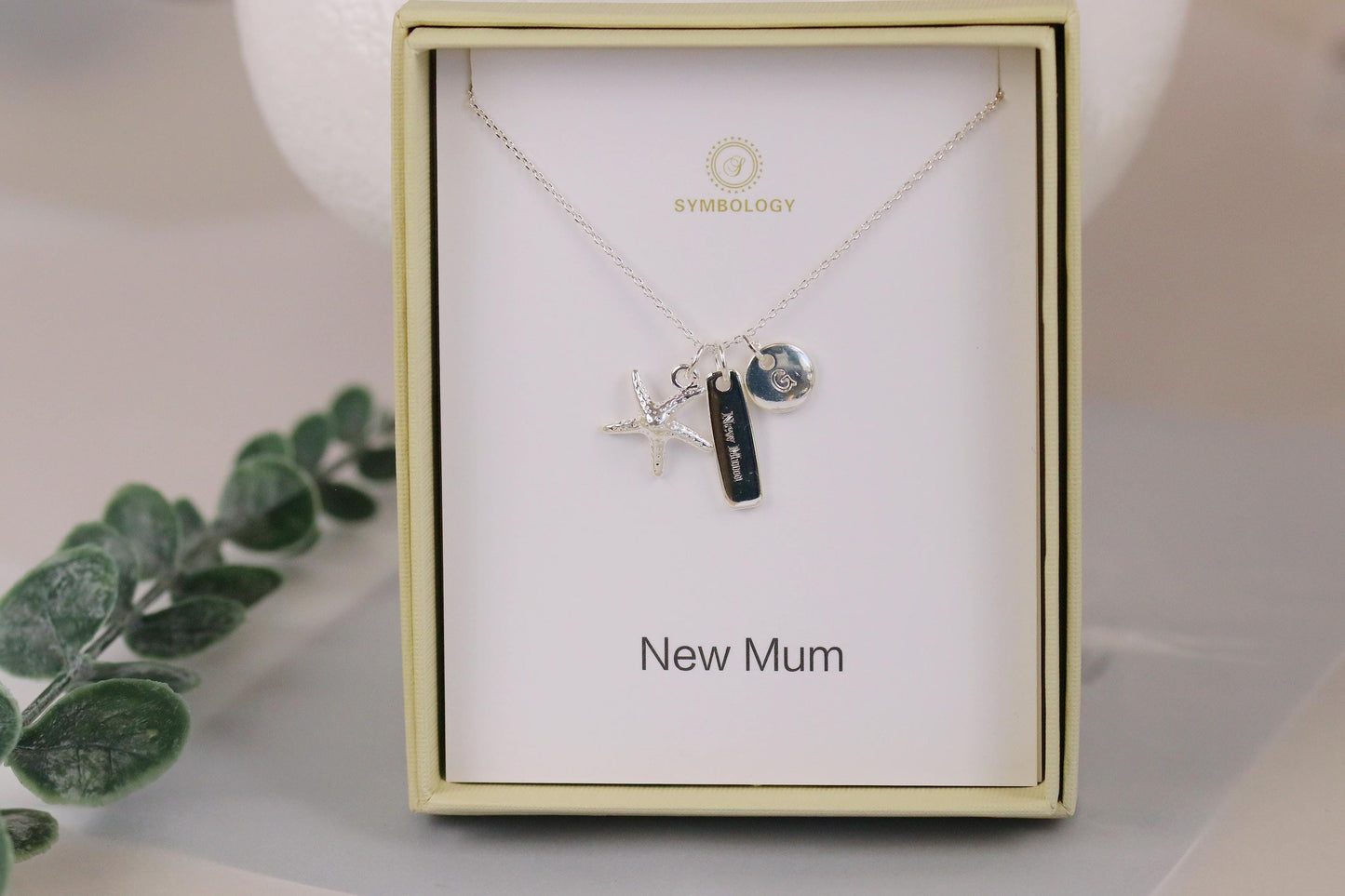 Sterling Silver Starfish Necklace: New Mum Charm, Birthstone Pendant