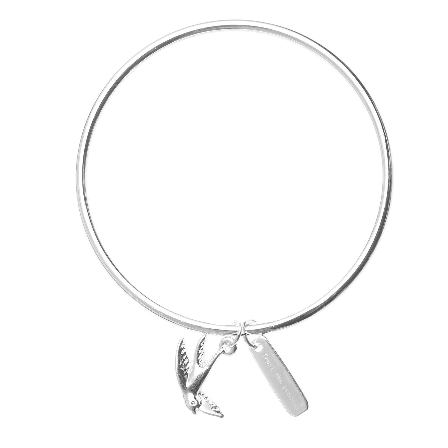 Trust the Process Bangle with Silver Swallow Charm, Symbology, Symbol Bangle, Sentimental, Believe Yourself, Encouraging Gift (Gift boxed)