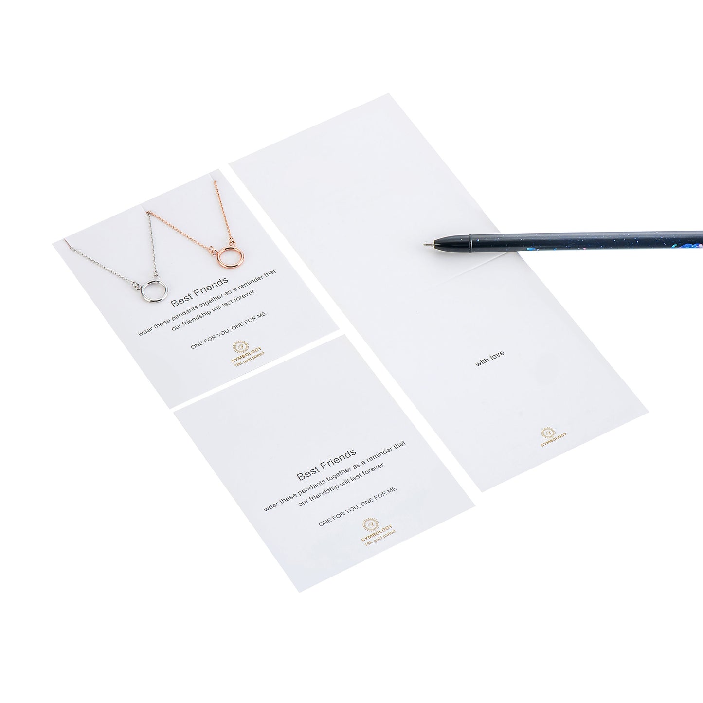 Best Friend Gift ,Duo Necklace,Silver and Rose Gold Circle Pendant Charm, Symbology, Best Friends,Birthday Gift, Sister Gift (Gift boxed)