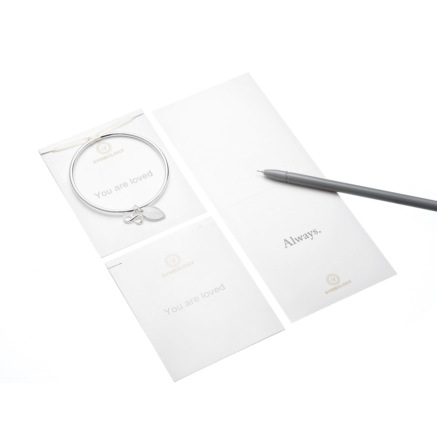 You Are Loved Bangle with Silver Infinity Charm, Symbology, Symbol Bangle, Sentimental, Birthday Gift, Anniversary, Best Wife (Gift boxed)