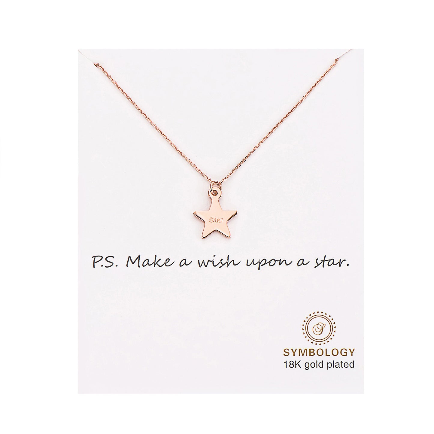Wish Star Pendant Necklace, Dainty Rose Gold Star Disc Necklace, Symbology Sentiment, Make A Wish, Birthday Gift, Best Friend(Gift boxed)