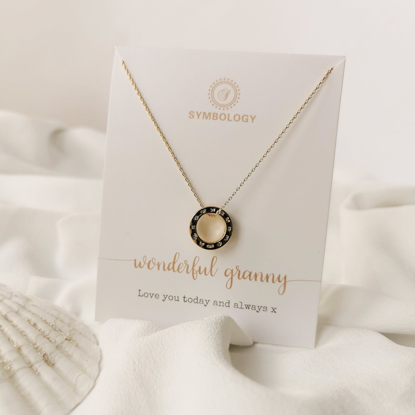 Wonderful Granny Necklace of SYMBOLOGY / CZ Circle Necklace / Mother's Day Gift For Grandmother With Gift Box