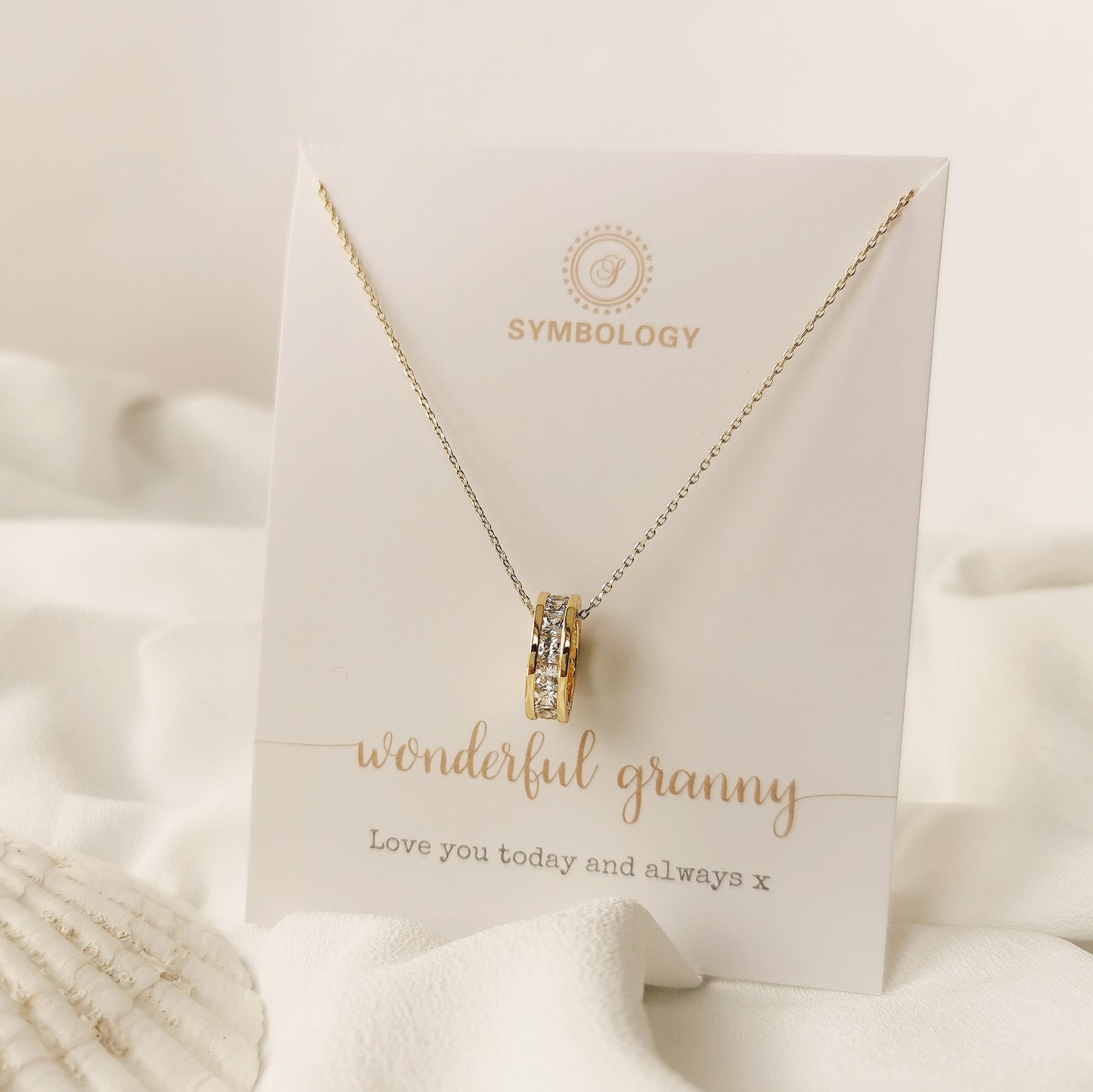 Wonderful Granny Necklace of SYMBOLOGY / CZ Circle Necklace / Mother's Day Gift For Grandmother With Gift Box