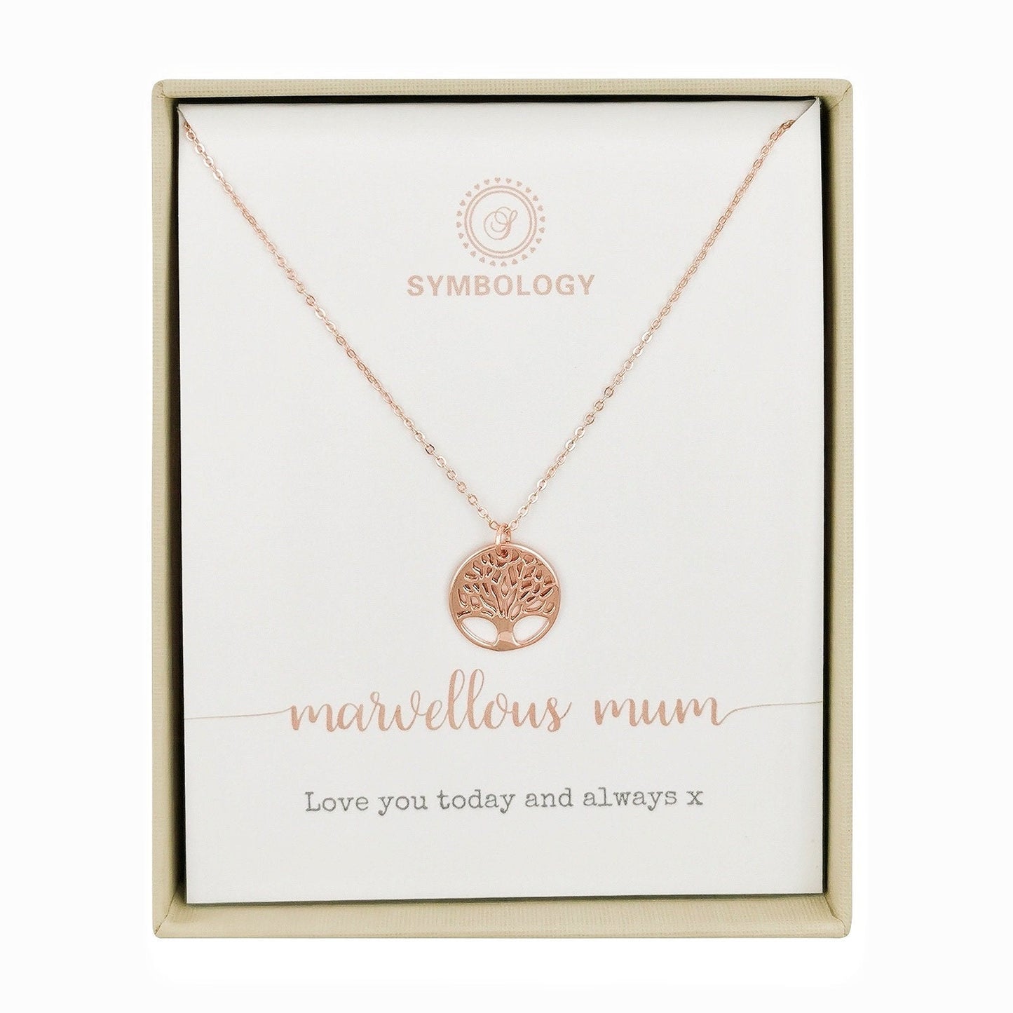 Mum Gift Necklace of SYMBOLOGY / Marvelous Mum Life of TreeNecklace Silver / 18K Rose Gold / Gold Necklace with Gift Box / Gift for Mum