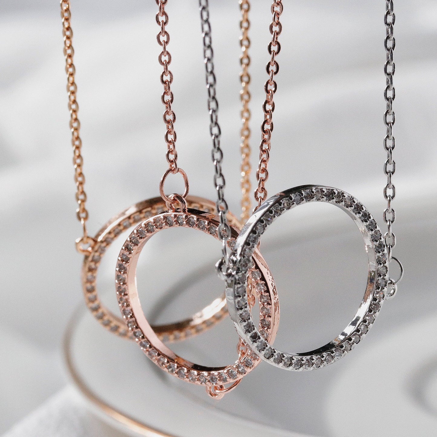 Sister Gift Necklace, SYMBOLOGY Super Sister CZ Circle Necklace With Gift Box / Best Sister / Little Sister Big Sister Gift