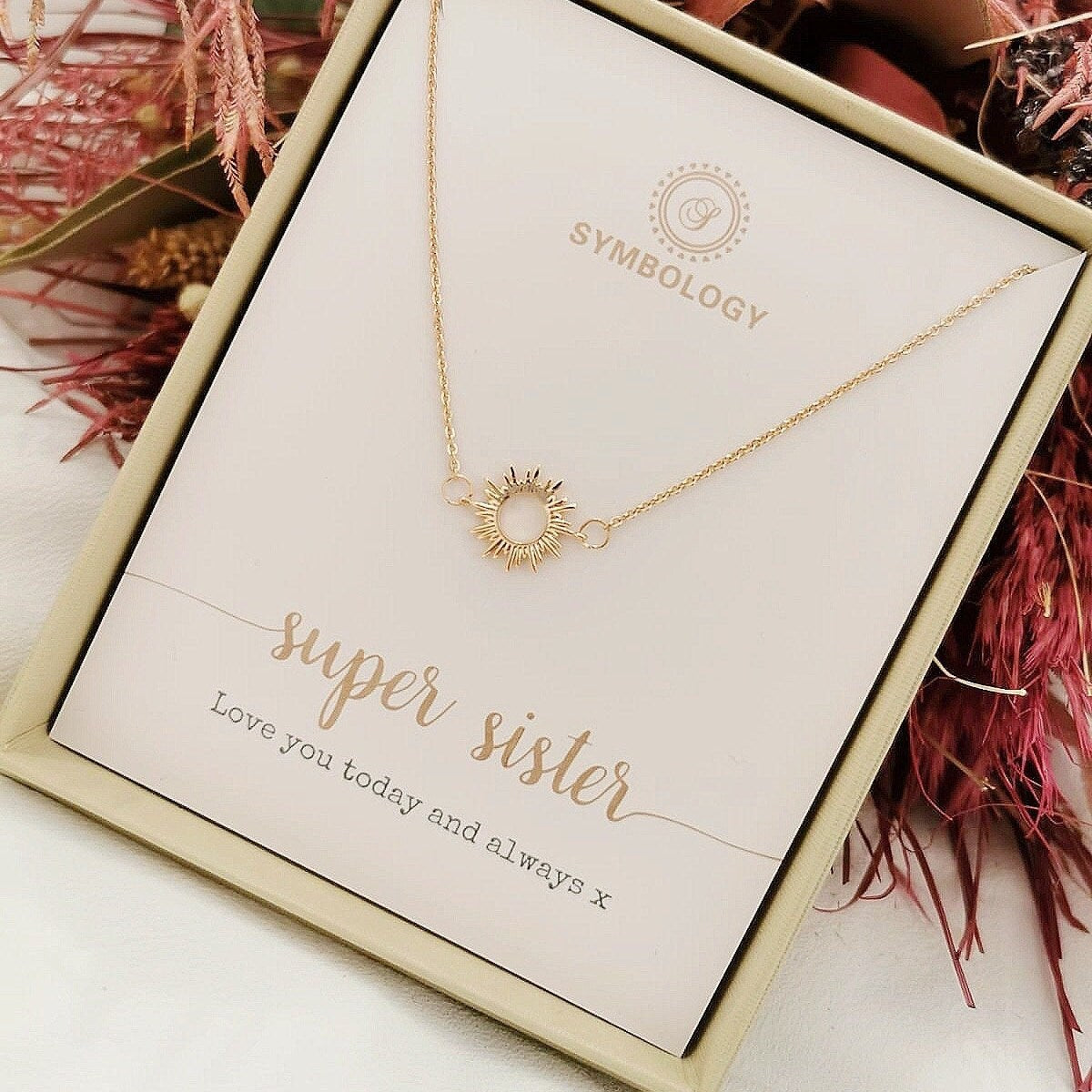Gold Sister Gift Necklace / Sterling Silver Dainty Sunburst Necklace / Sun Necklace Set / Best Friend Little Sister Big Sister Gift for Her
