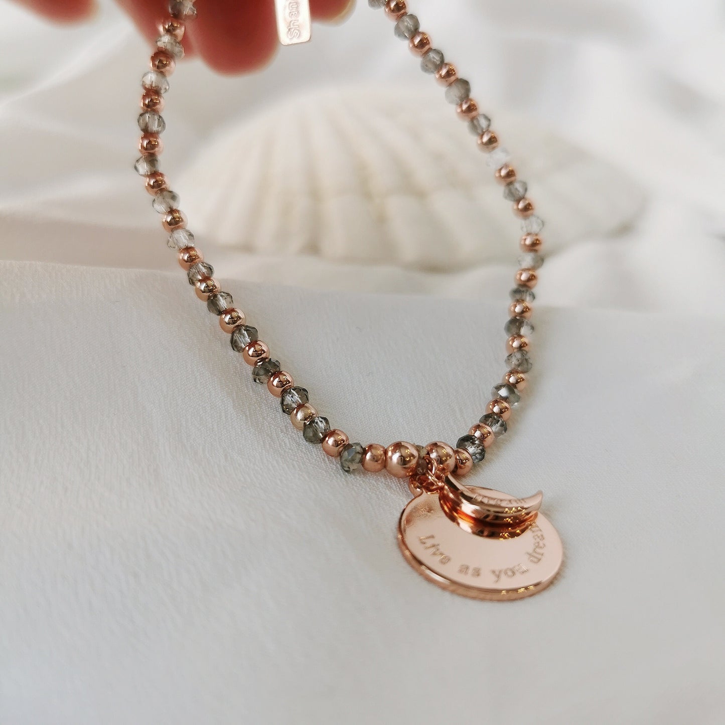 Graduation Gift / Rose Gold Moon Sentimental Bracelet / Live As You Dream Bracelet / Gift For Best Friend / Leaving Gift / New Job Gift
