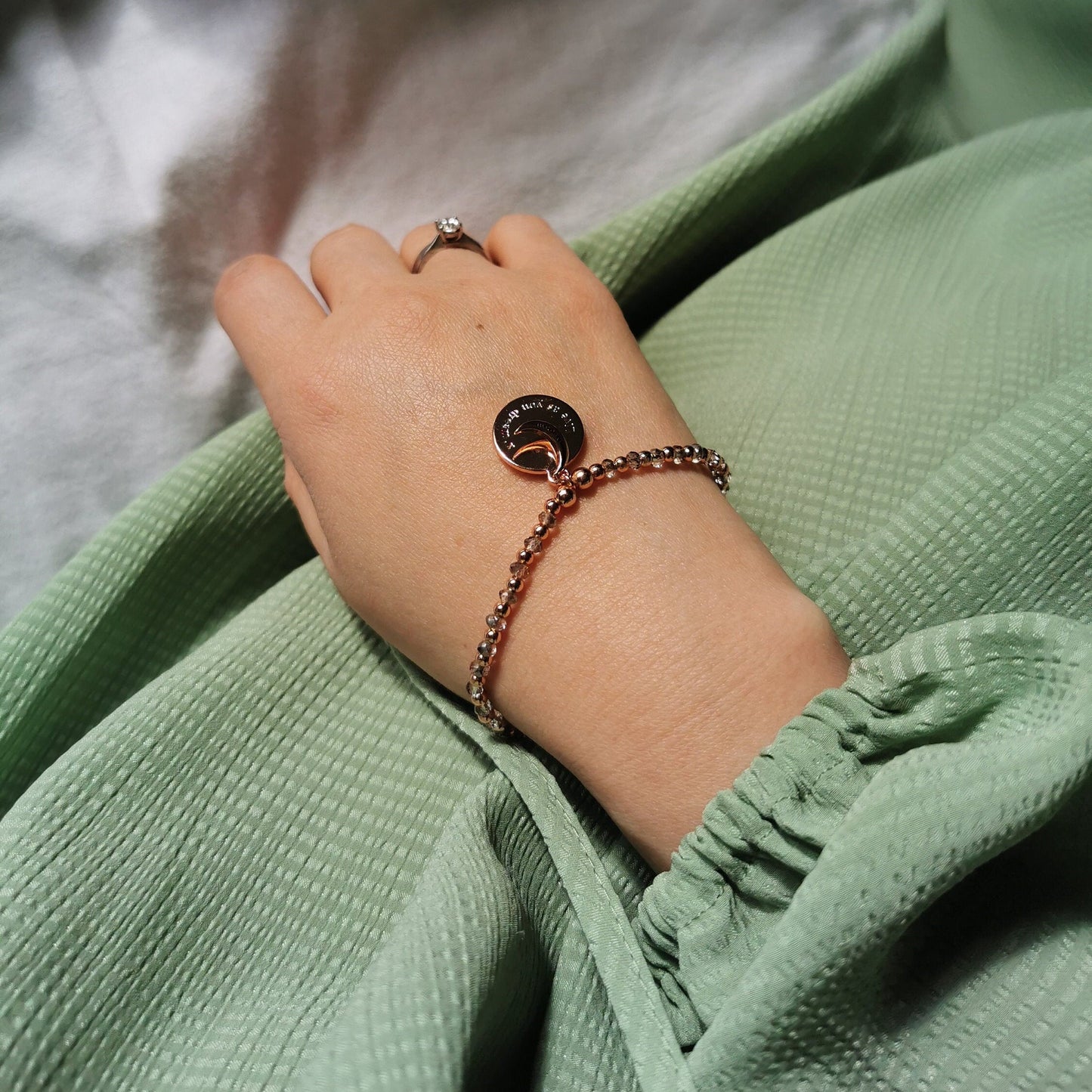 Graduation Gift / Rose Gold Moon Sentimental Bracelet / Live As You Dream Bracelet / Gift For Best Friend / Leaving Gift / New Job Gift