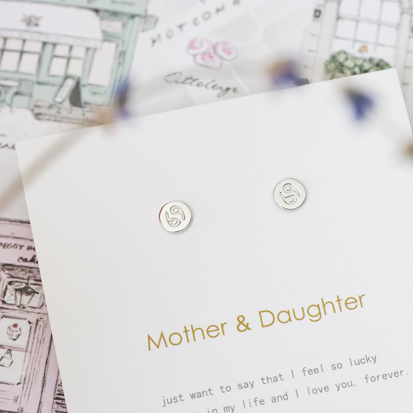 Sterling Silver Zodiac Studs, Dainty Silver Earrings, Star Sign Cancer Earrings, Horoscope Earrings, Gift For Her/Mum/Friend, Christmas gift