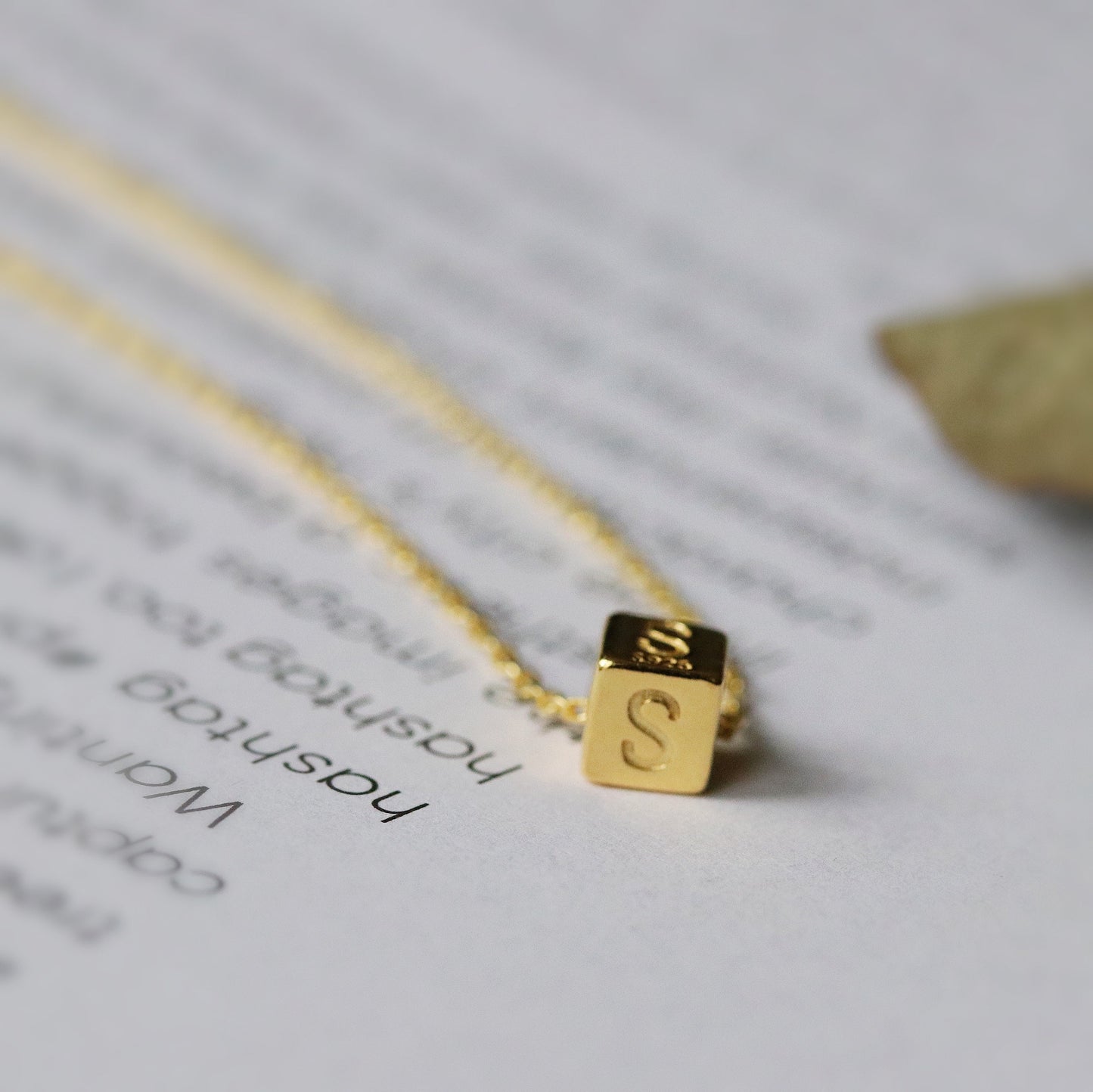 Sterling Silver Initial Necklace, Solid Silver Letter Cube Necklace, Personalised Alphabet Jewellery, Gift for Her, Valentines Gift