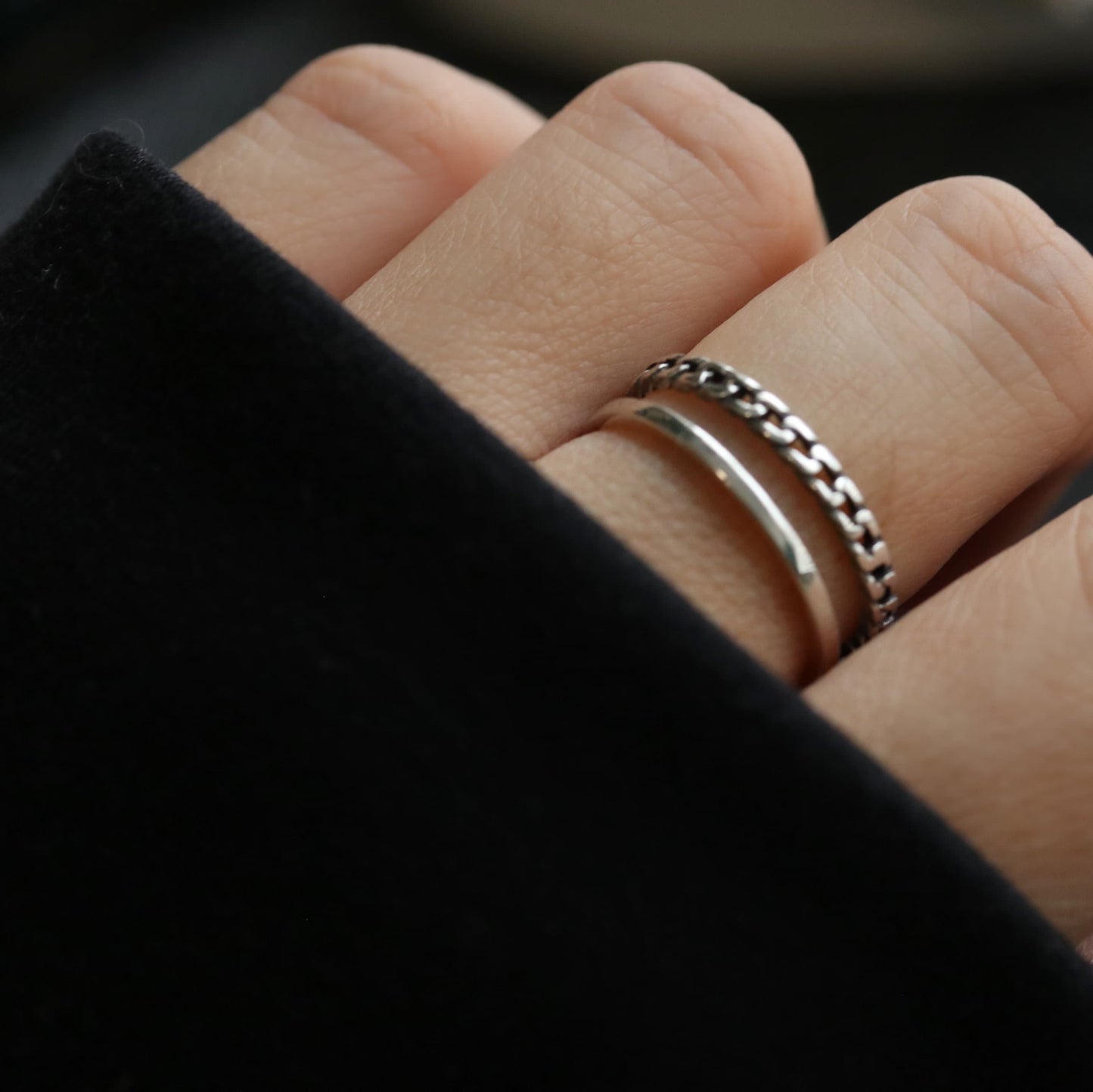 Double Line Band Open Ring in Sterling Silver, 925 Silver Classic Geographic Ring, Adjustable Ring Band Ring, Resizable Ring, Gift for Her