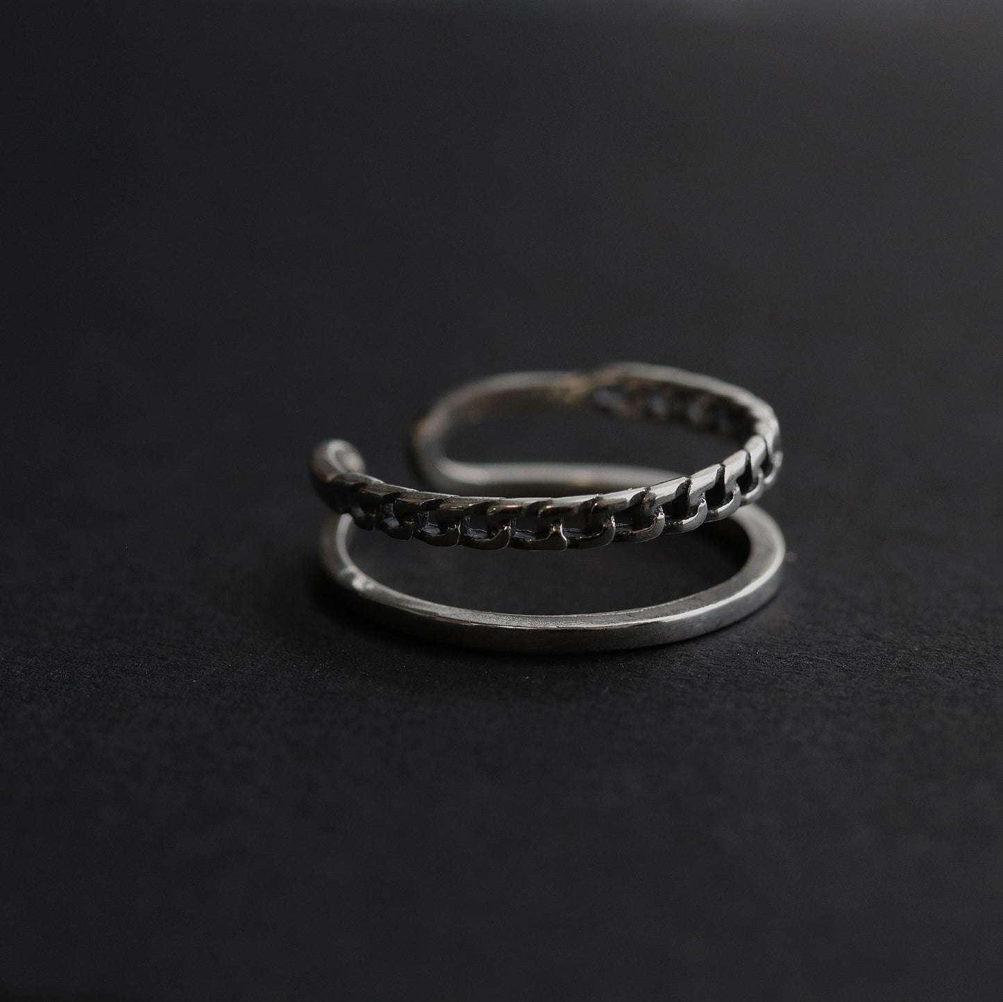 Double Line Band Open Ring in Sterling Silver, 925 Silver Classic Geographic Ring, Adjustable Ring Band Ring, Resizable Ring, Gift for Her