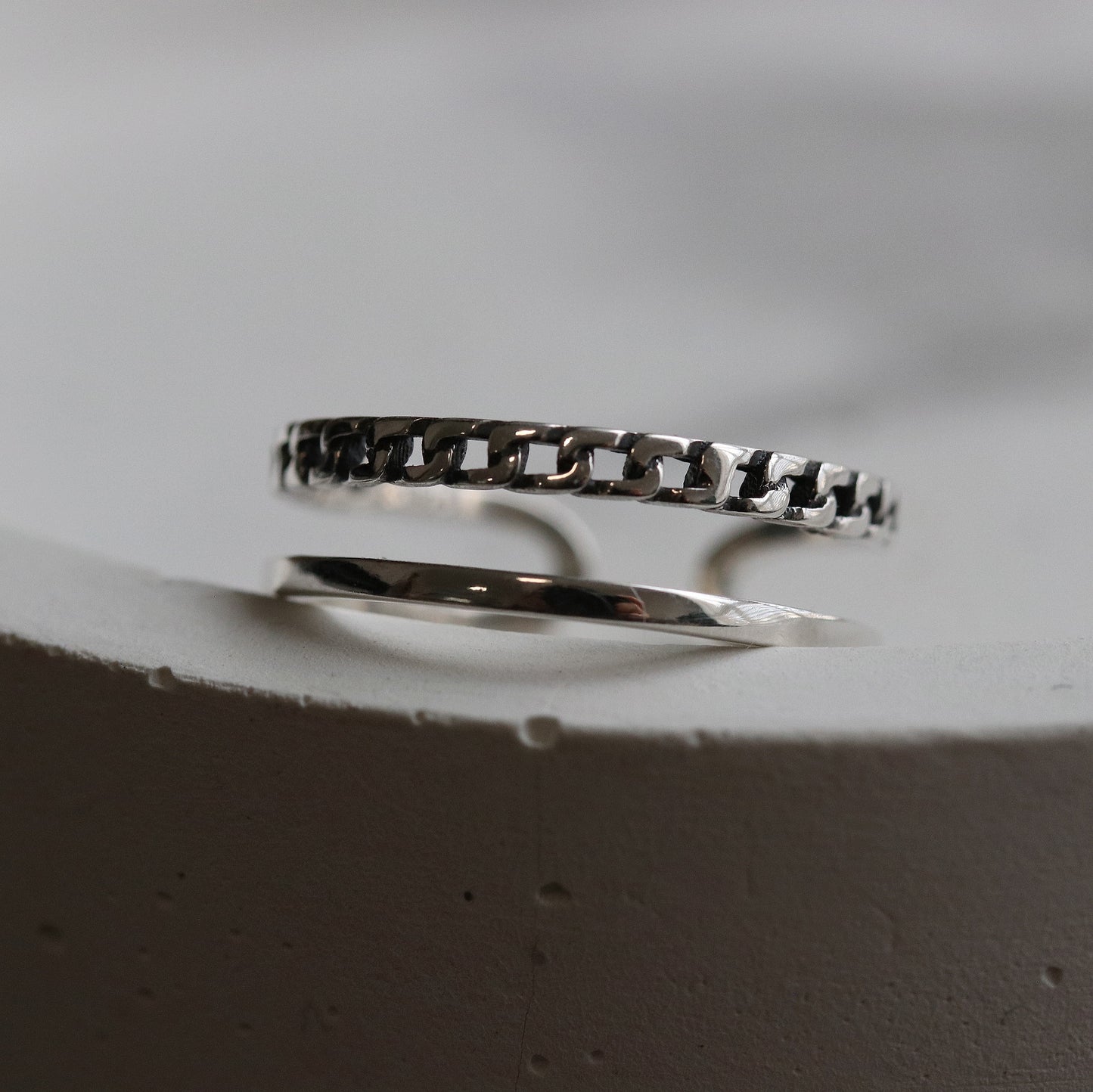 Double Line Band Open Ring in Sterling Silver, 925 Silver Classic Geographic Ring, Adjustable Ring Band Ring, Resizable Ring, Gift for Her
