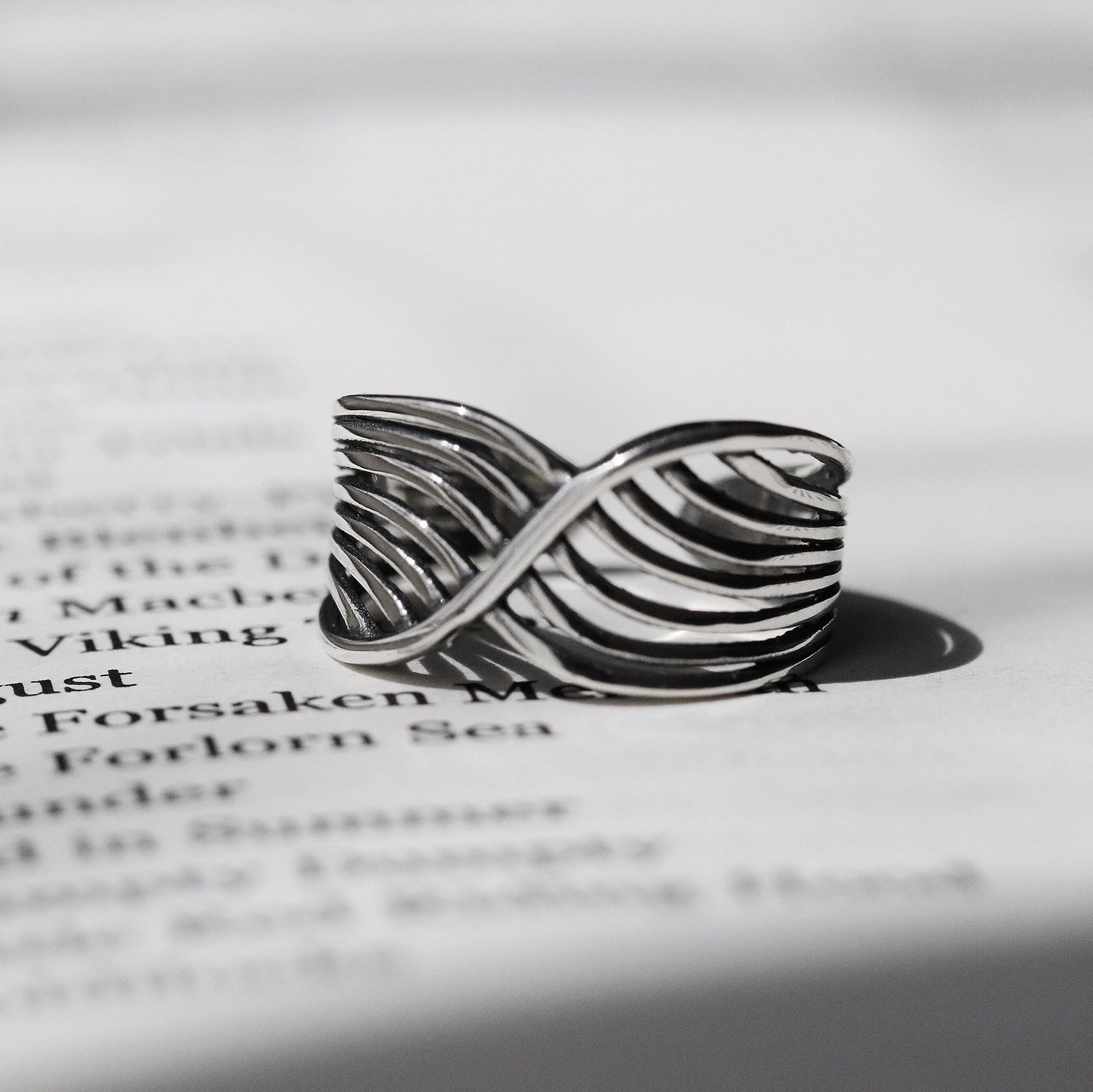 Chunky Multi Layer Wave Wrap Ring in Sterling Silver, Adjustable/Resizable Open Band Ring, Vintage Statement Ring, Valentines Gift for Her,
