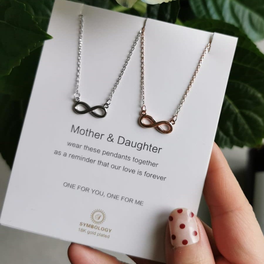 Mother and daughter infinity necklace discount
