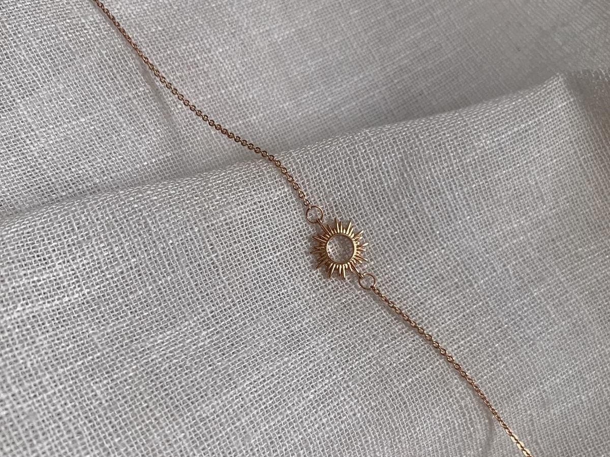 Mother Daughter Sunbeam Necklace for 2, Sterling Silver Sunburst Necklace, Gold Vermeil Mum & Me Duo Necklace, Dainty Necklace, Gift for Her