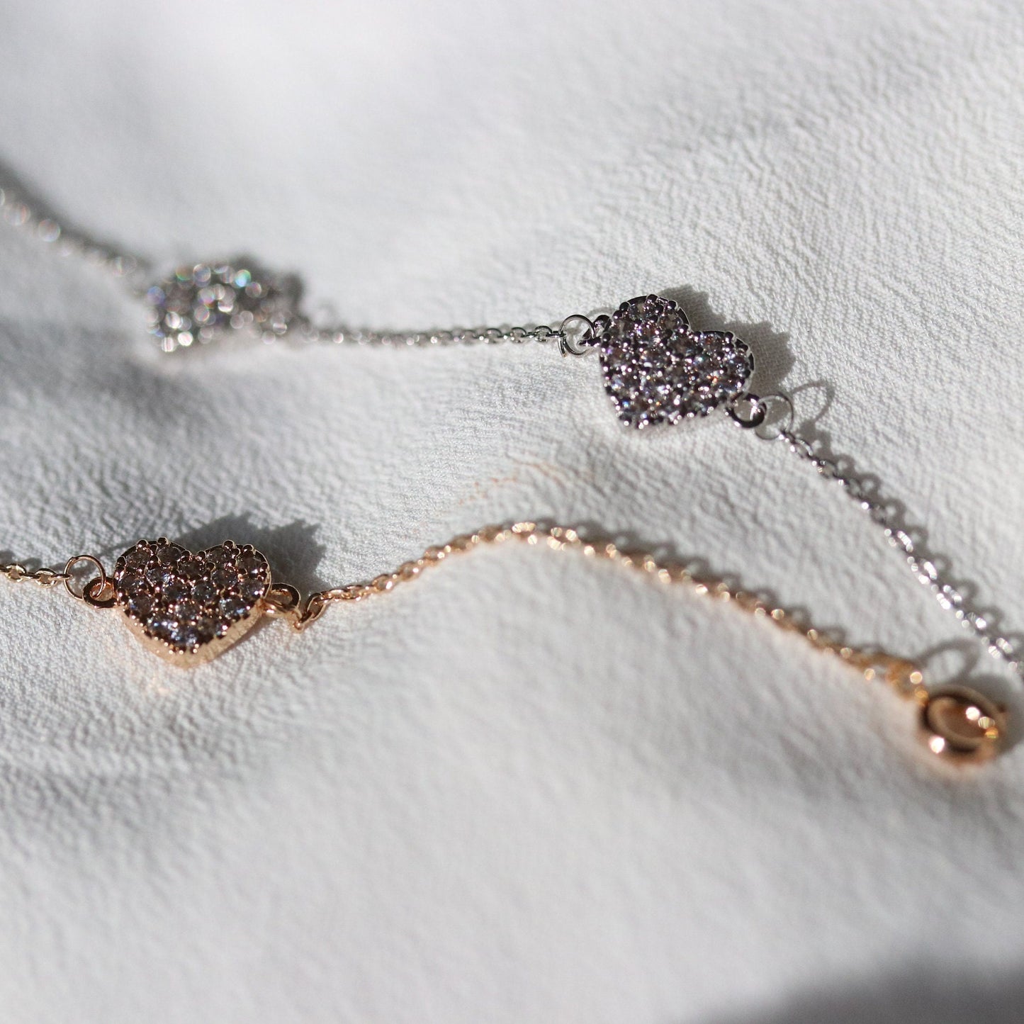 Mother Daughter Triple Heart Bracelet Set, Personalised CZ Pave Love Heart Bracelet for Mum/Sister/Friend/Bridesmaid/Graduation Gift for Her
