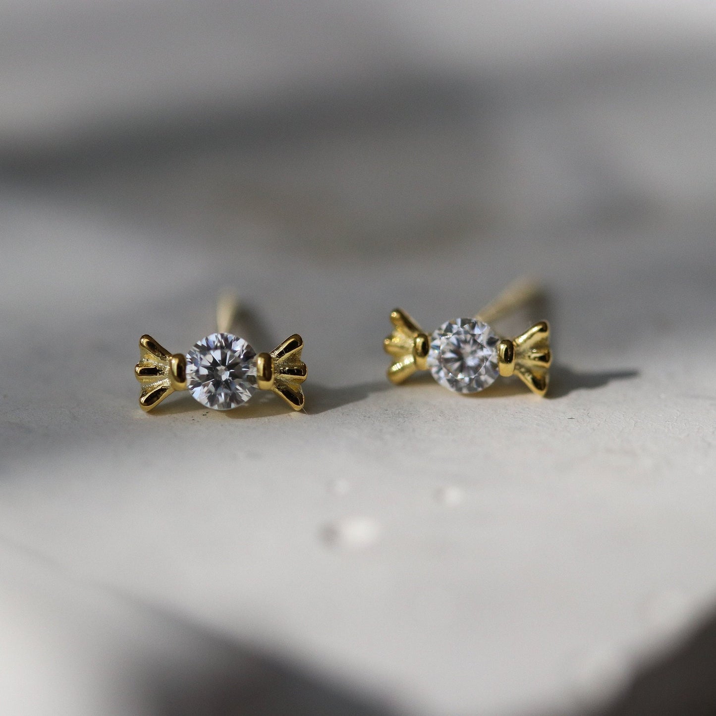 Tiny CZ Pave Candy Earrings, Minimalist Sweet Stud Earrings, Dainty Gold Diamante Studs, Unique Cute Womens Jewellery, Gift for Her