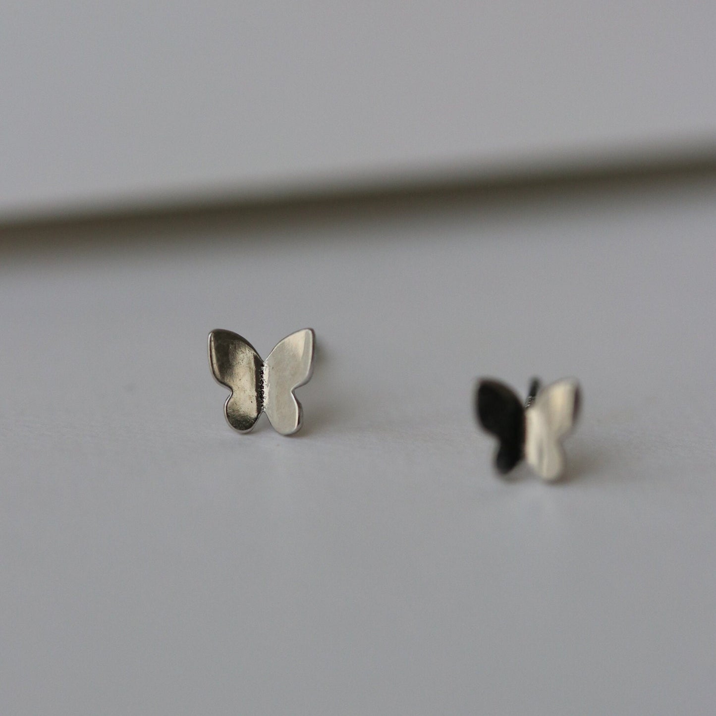 Tiny Metallic Butterfly Earrings, Gold and Silver Studs, Cute Simple Stud Earrings, Dainty Minimalistic Womens Jewellery, Gift for Her