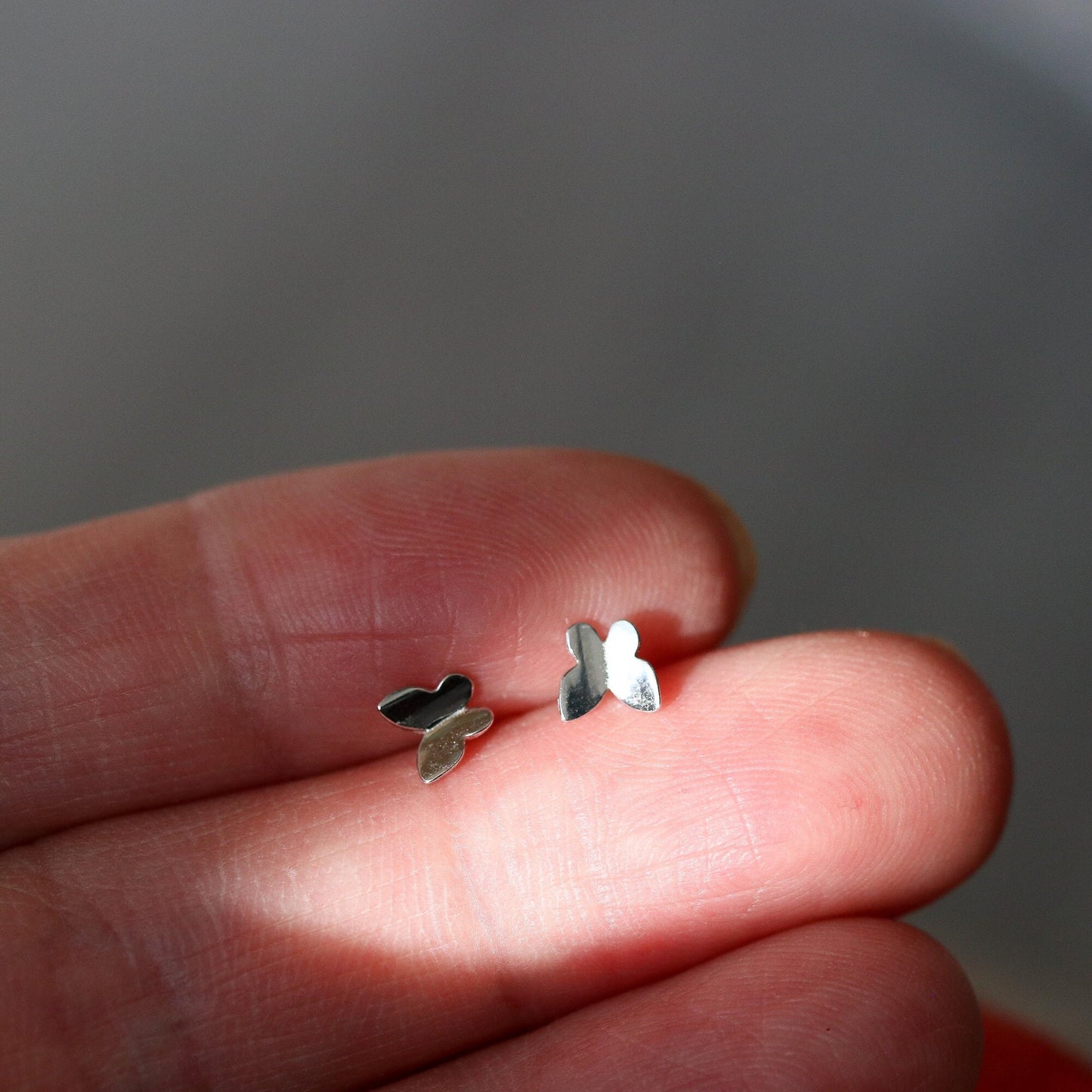 Tiny Metallic Butterfly Earrings, Gold and Silver Studs, Cute Simple Stud Earrings, Dainty Minimalistic Womens Jewellery, Gift for Her