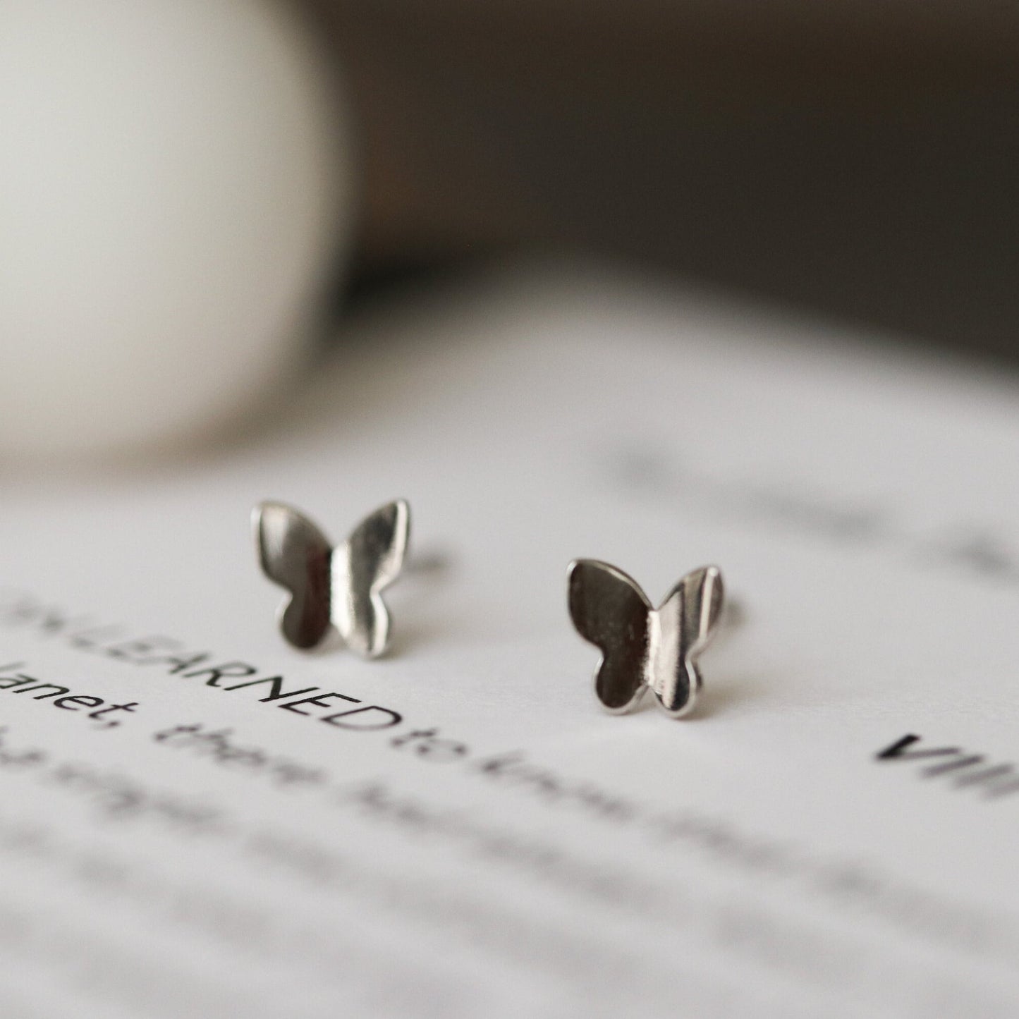 Tiny Metallic Butterfly Earrings, Gold and Silver Studs, Cute Simple Stud Earrings, Dainty Minimalistic Womens Jewellery, Gift for Her