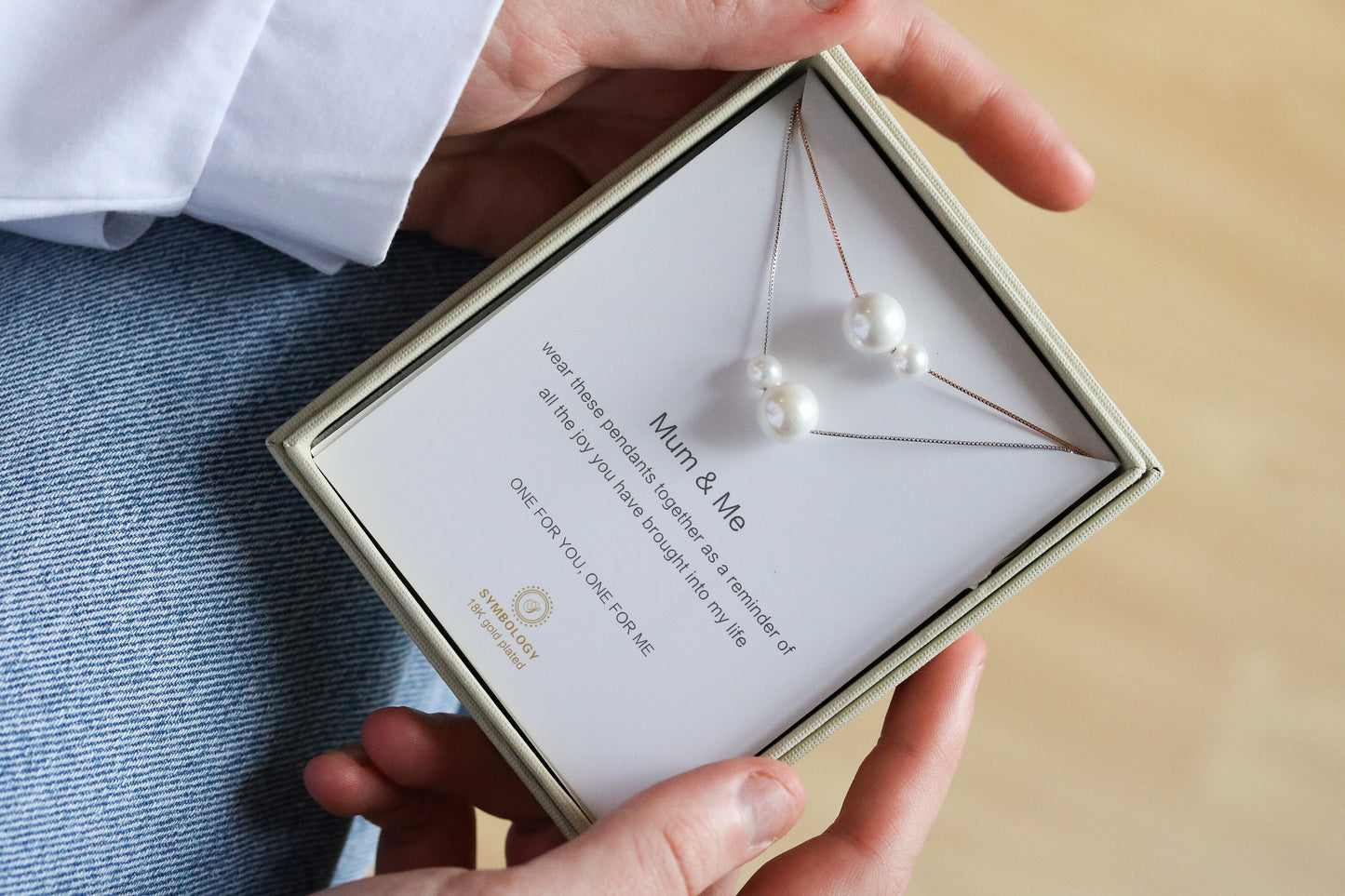 Mother Daughter Pearls Necklace, Personalised Dainty Double Pearl Necklace Set, Present for Mum/Sister/Best Friends/Bridesmaid, Wedding Gift