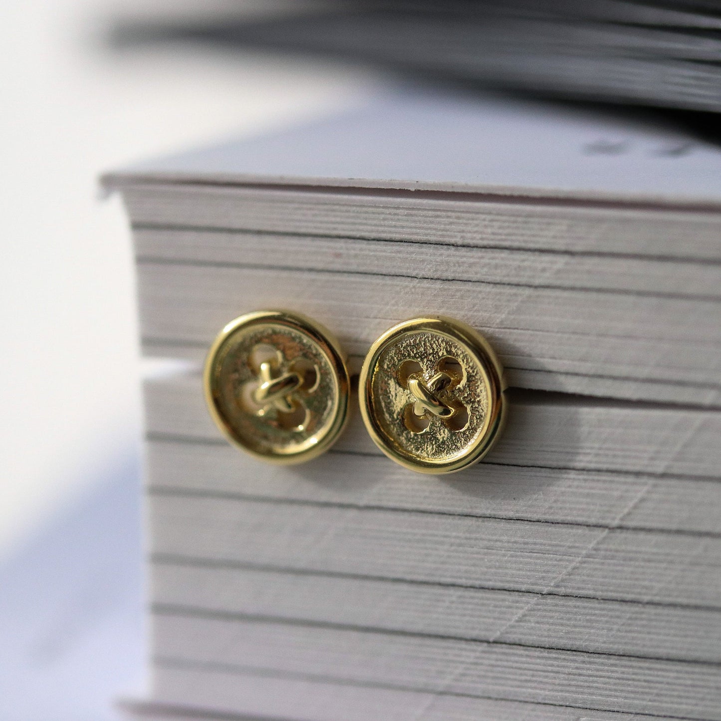 Dainty Button Stud Earrings, Silver and Gold Minimalist Earrings with Tiny Button, Unique and Quirky Womens Jewellery, Gift for Her