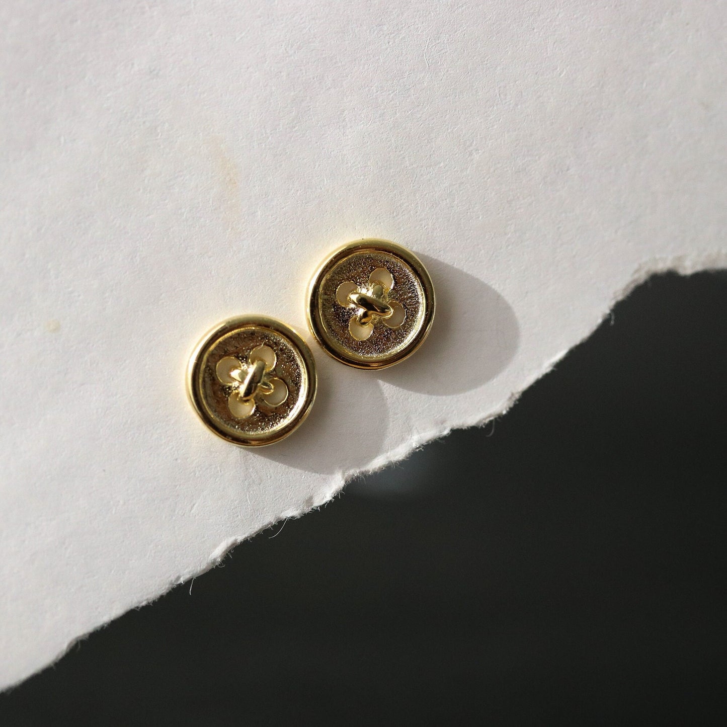 Dainty Button Stud Earrings, Silver and Gold Minimalist Earrings with Tiny Button, Unique and Quirky Womens Jewellery, Gift for Her