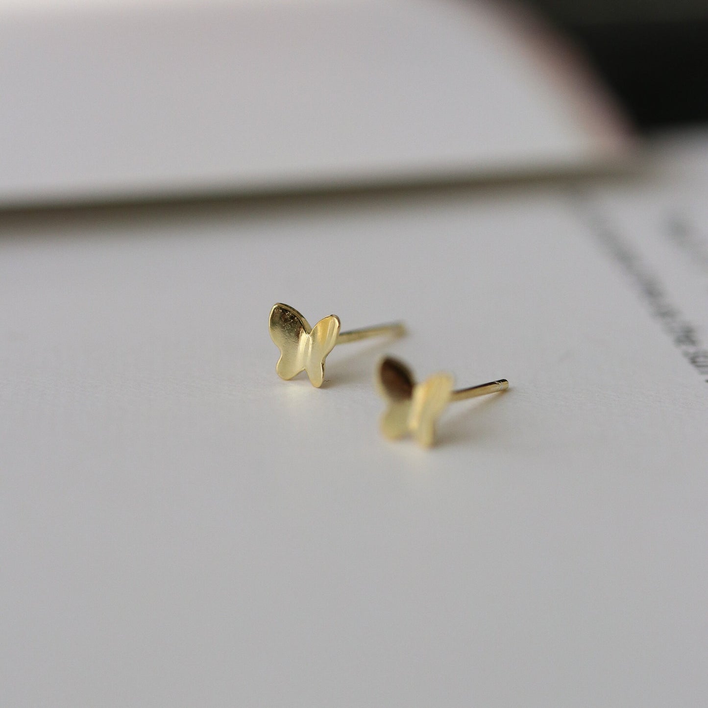 Tiny Metallic Butterfly Earrings, Gold and Silver Studs, Cute Simple Stud Earrings, Dainty Minimalistic Womens Jewellery, Gift for Her