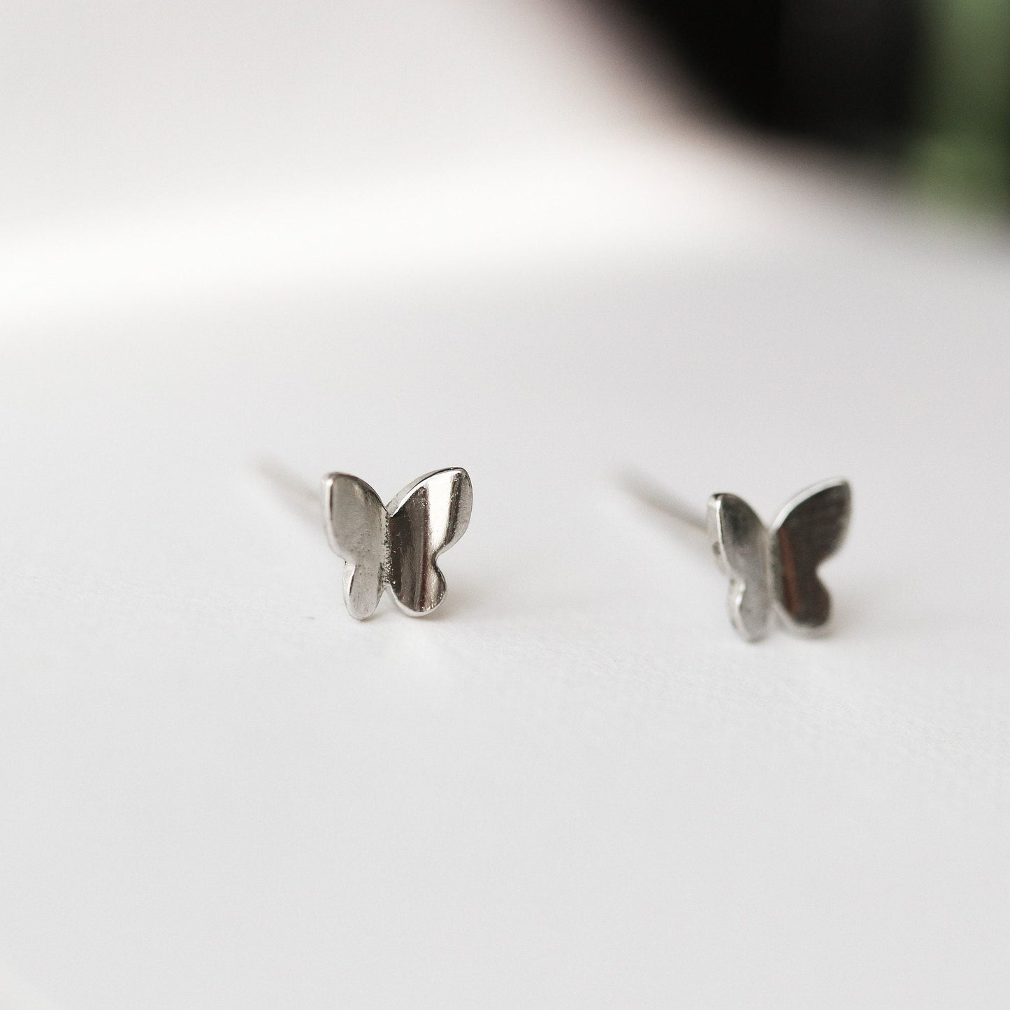Tiny Metallic Butterfly Earrings, Gold and Silver Studs, Cute Simple Stud Earrings, Dainty Minimalistic Womens Jewellery, Gift for Her