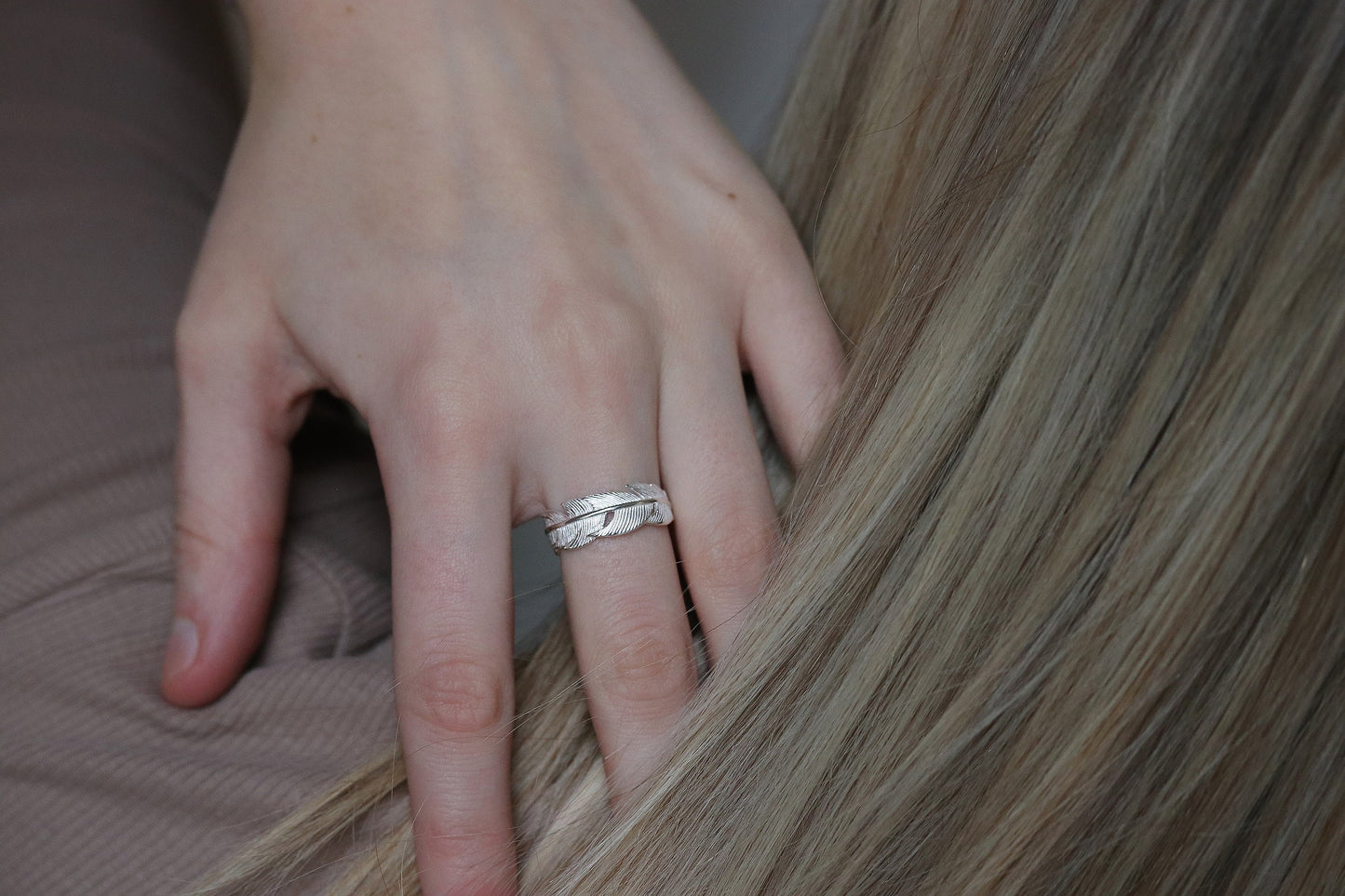 Sterling Silver Feather Open Ring, Silver Adjustable Angel Wing Ring, Chic Stack Thumb Ring, Silver Nature Inspired Gift for Her