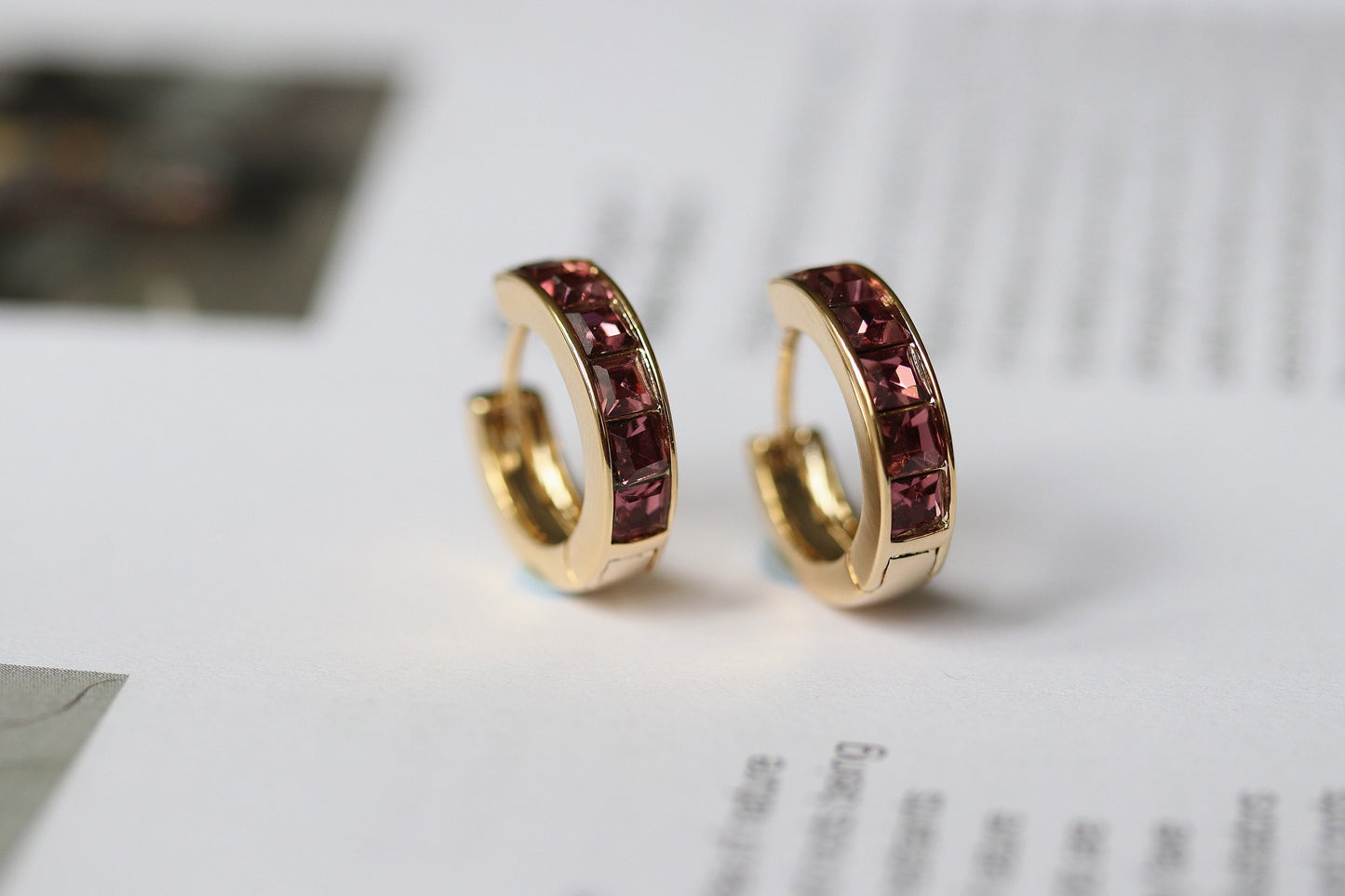 June Birthstone Hoop Earrings, Swarovski Crystal Hoops Earrings, Chunky Gold Hoop Earrings, Gift for Her/Mum/friend, Christmas Gift