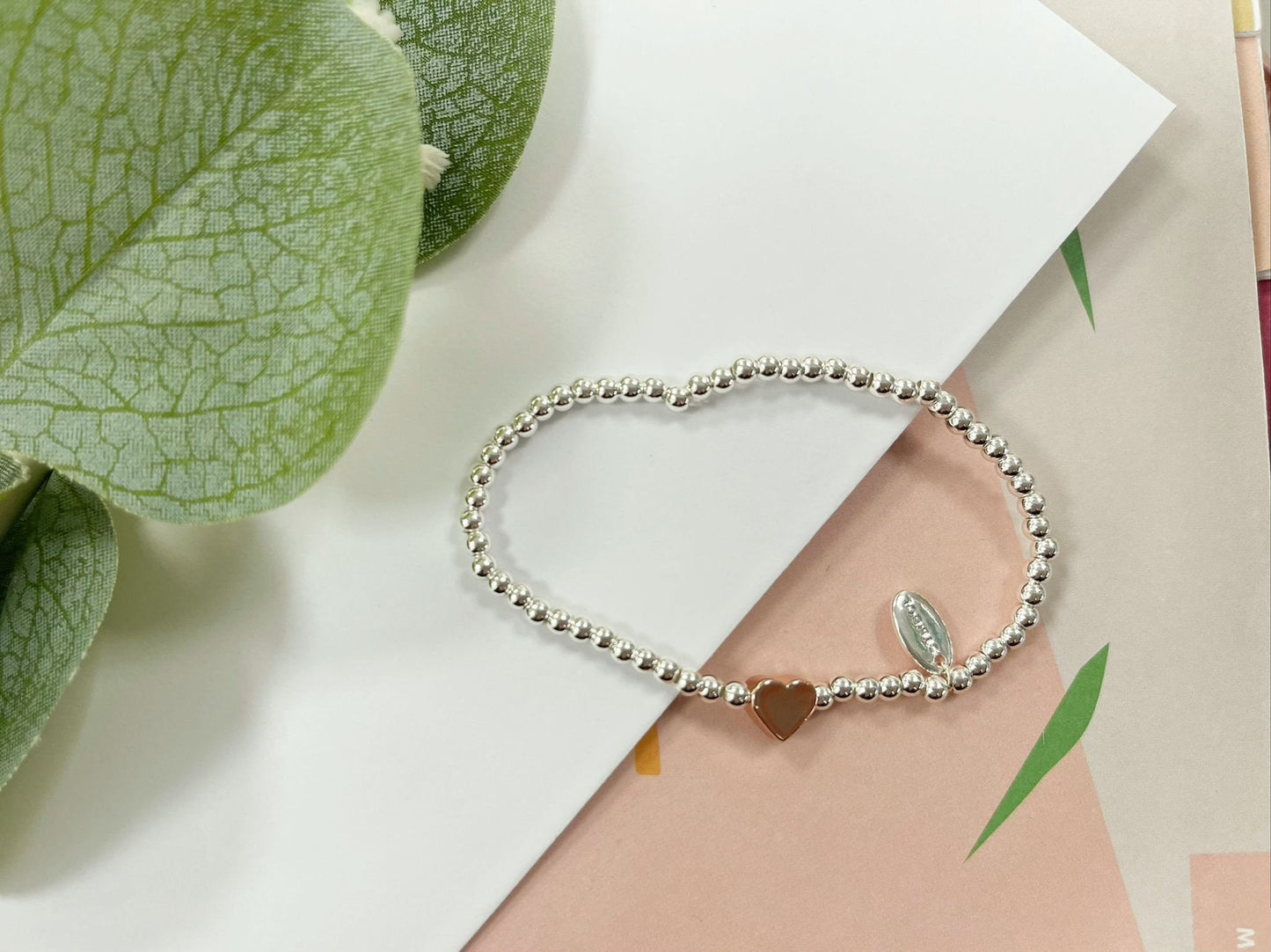Rose Gold Heart Charm Bracelet, Special Niece Beaded Bracelet, Size Small Adults Bracelet, Christmas gift for Child, Sentimental Kids Gift